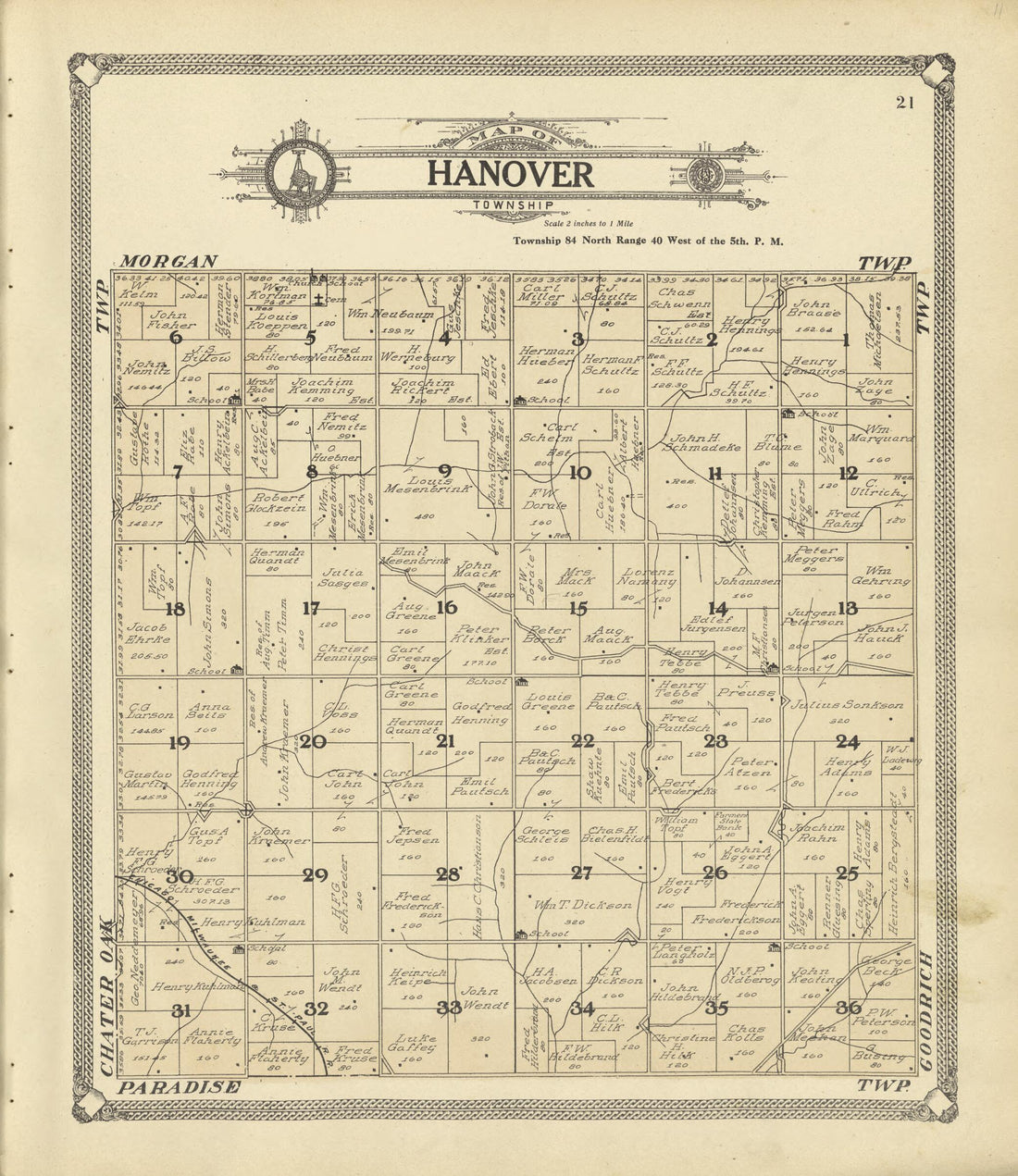 This old map of Map of Hanover Township from Standard Atlas of Crawford County, Iowa from 1908 was created by  Geo. A. Ogle &amp; Co in 1908