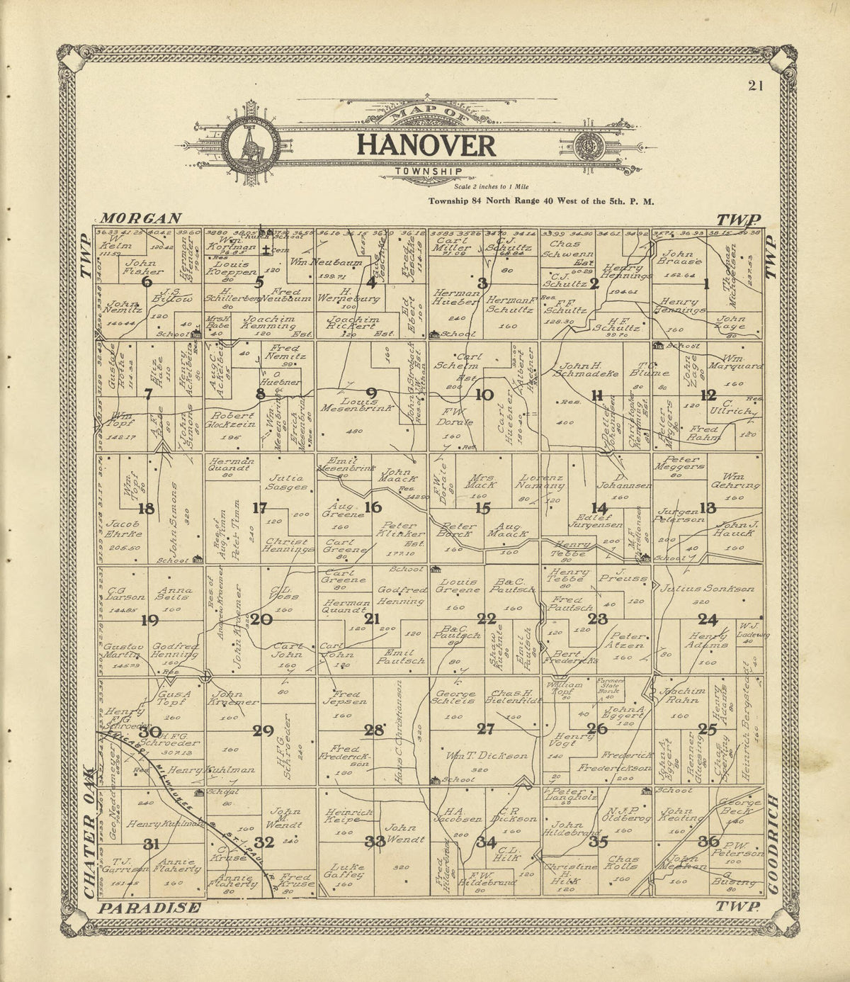 Map of Hanover Township from Standard Atlas of Crawford County, Iowa 1908 by Relic Map Company