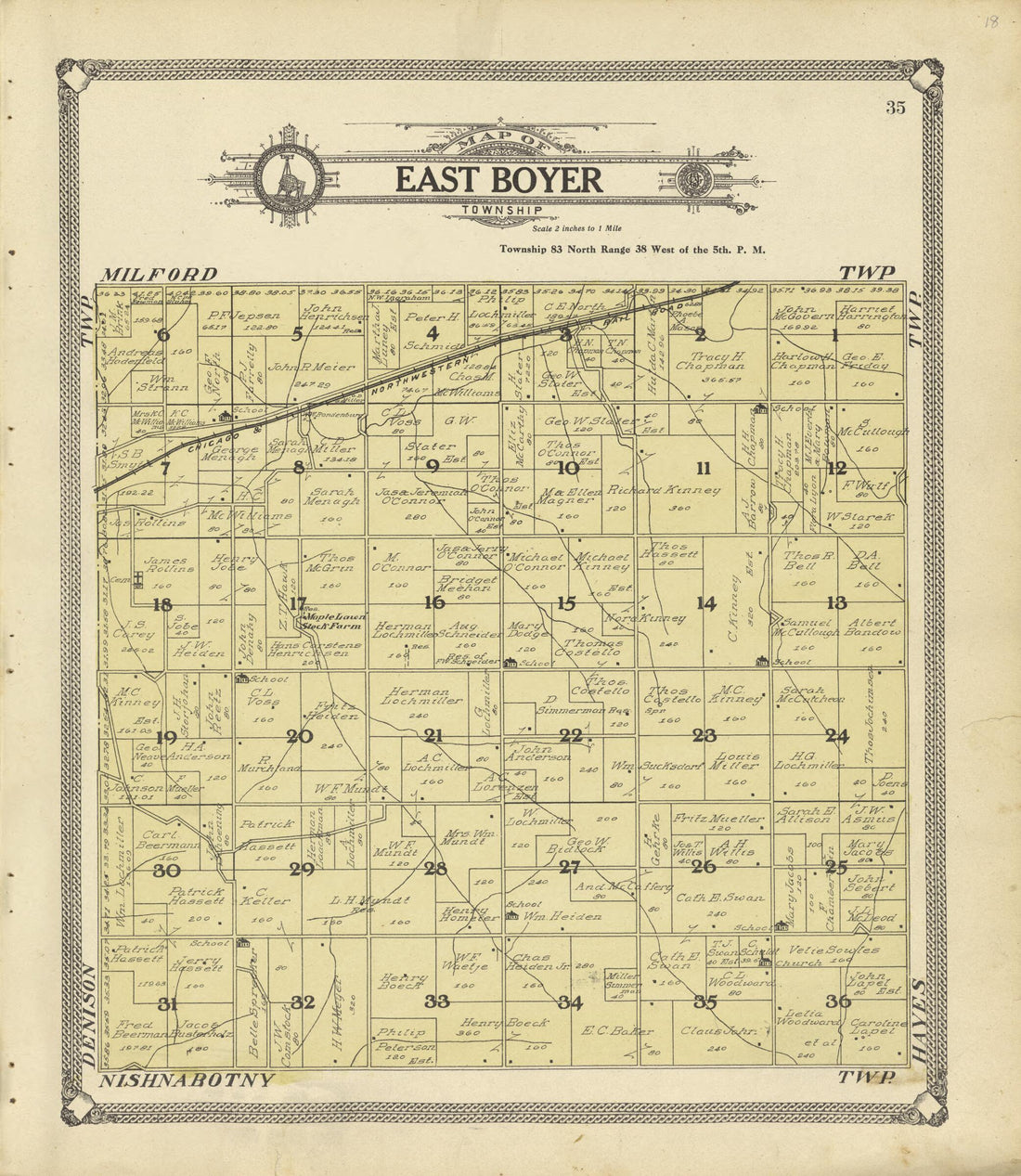 This old map of Map of East Boyer Township from Standard Atlas of Crawford County, Iowa from 1908 was created by  Geo. A. Ogle &amp; Co in 1908