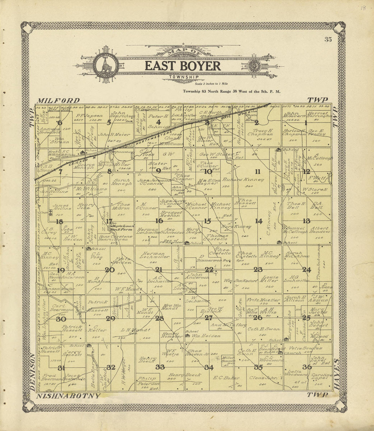 Map of East Boyer Township from Standard Atlas of Crawford County, Iowa 1908 by Relic Map Company