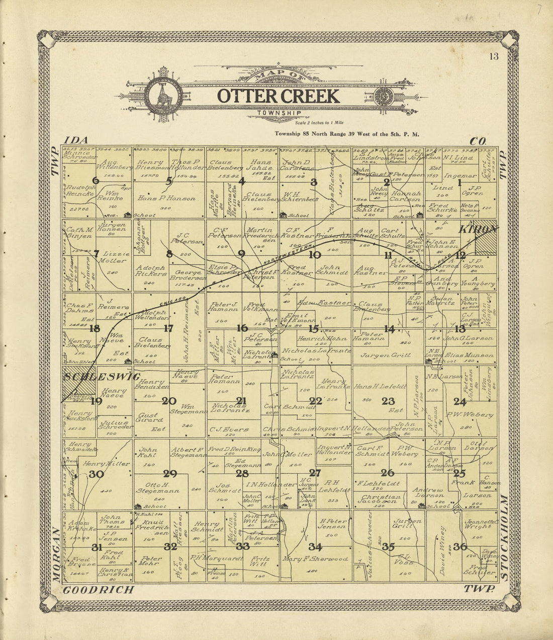 This old map of Map of Otter Creek Township from Standard Atlas of Crawford County, Iowa from 1908 was created by  Geo. A. Ogle &amp; Co in 1908