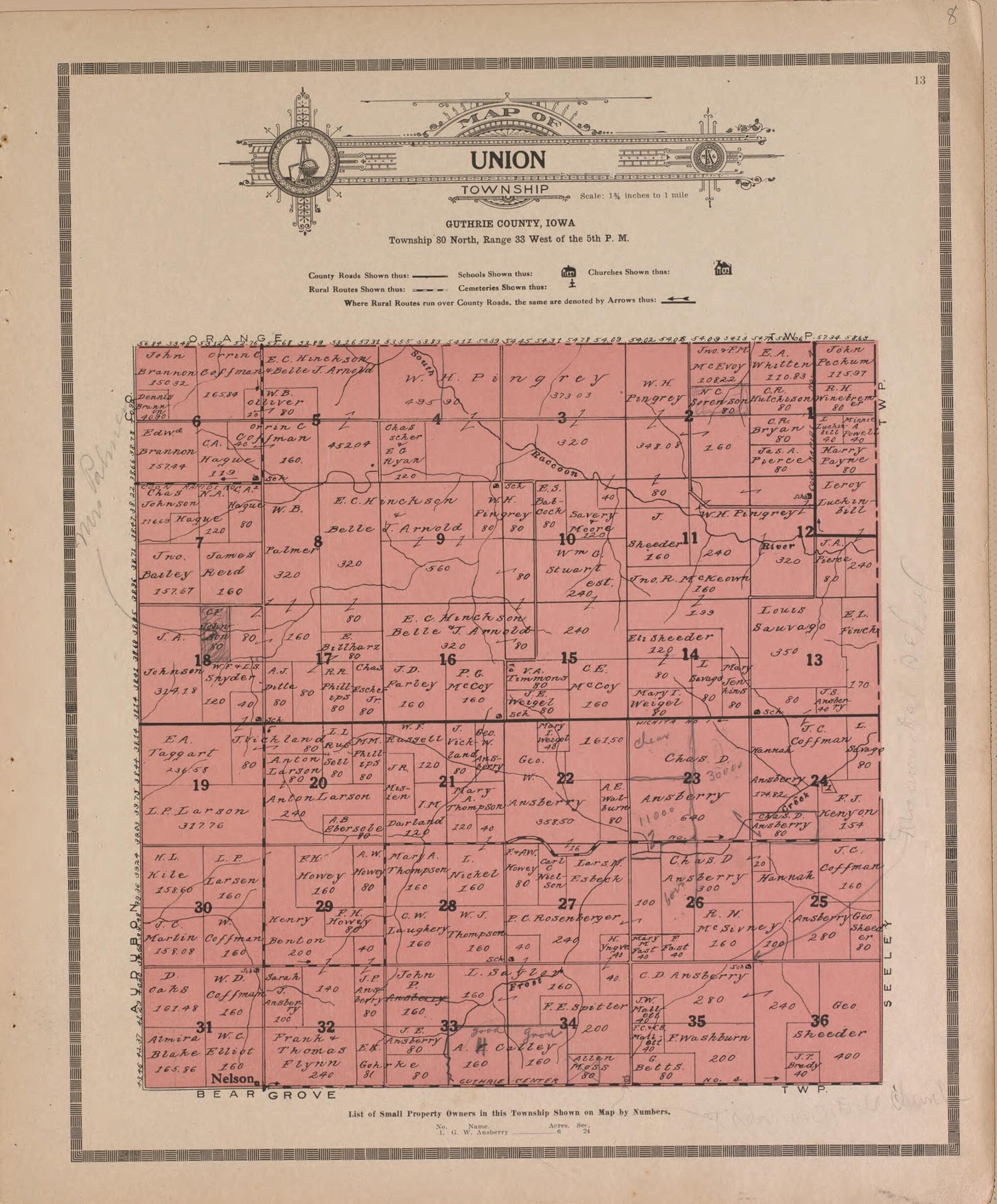 This old map of Union from Standard Atlas of Guthrie County, Iowa from 1917 was Created by Kenyon Company (Des Moines, Iowa) in 1917