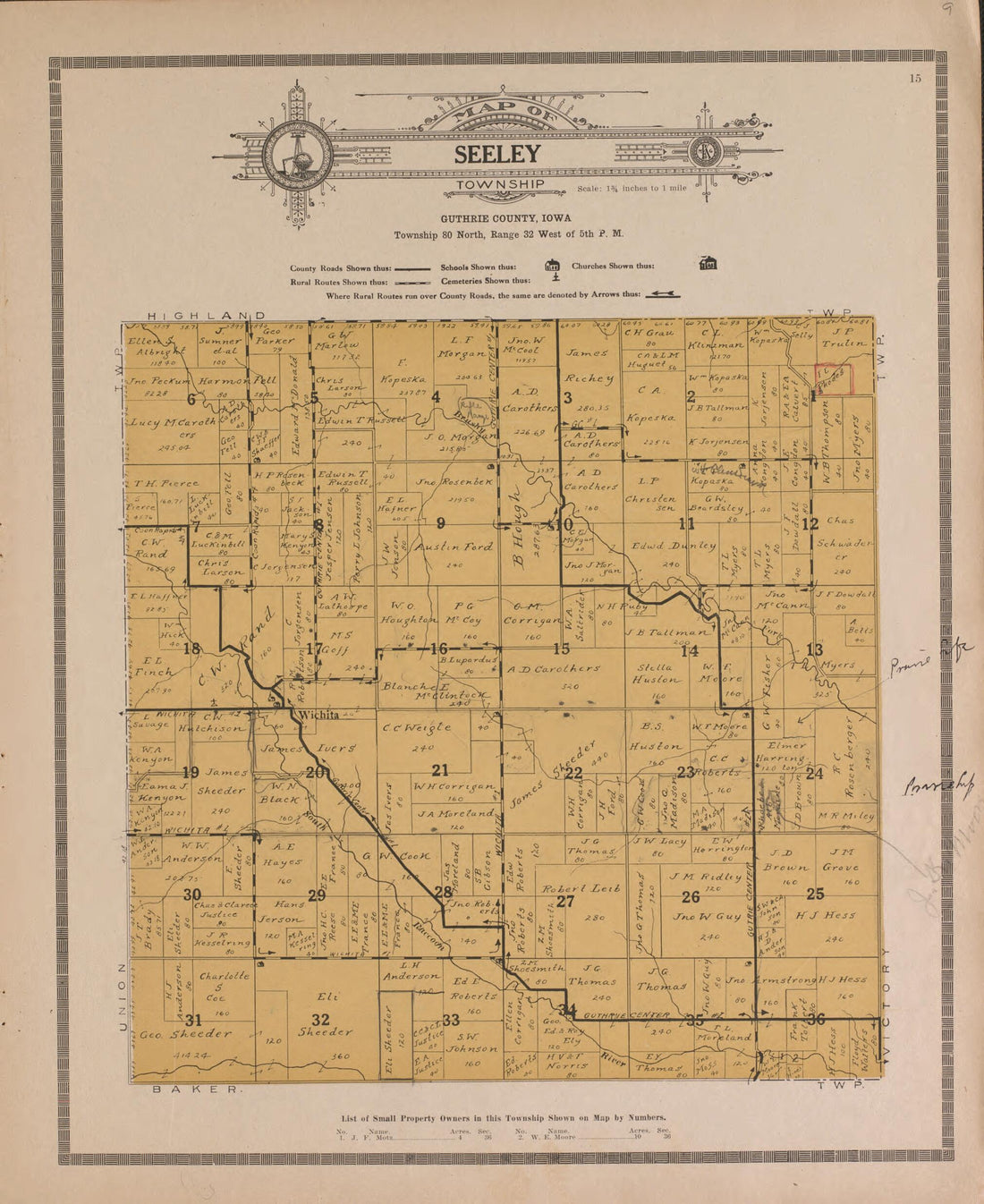 This old map of Seeley from Standard Atlas of Guthrie County, Iowa from 1917 was Created by Kenyon Company (Des Moines, Iowa) in 1917