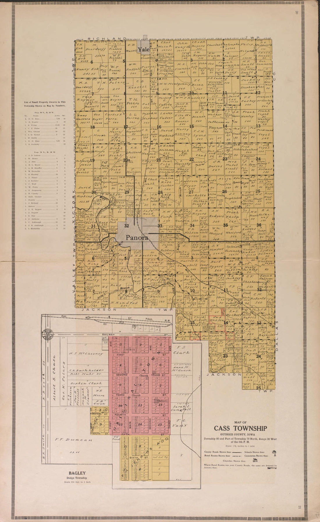 This old map of Cass Township from Standard Atlas of Guthrie County, Iowa from 1917 was Created by Kenyon Company (Des Moines, Iowa) in 1917