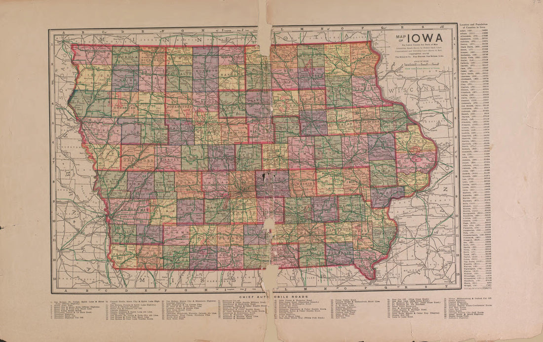 This old map of Iowa from Standard Atlas of Guthrie County, Iowa from 1917 was Created by Kenyon Company (Des Moines, Iowa) in 1917