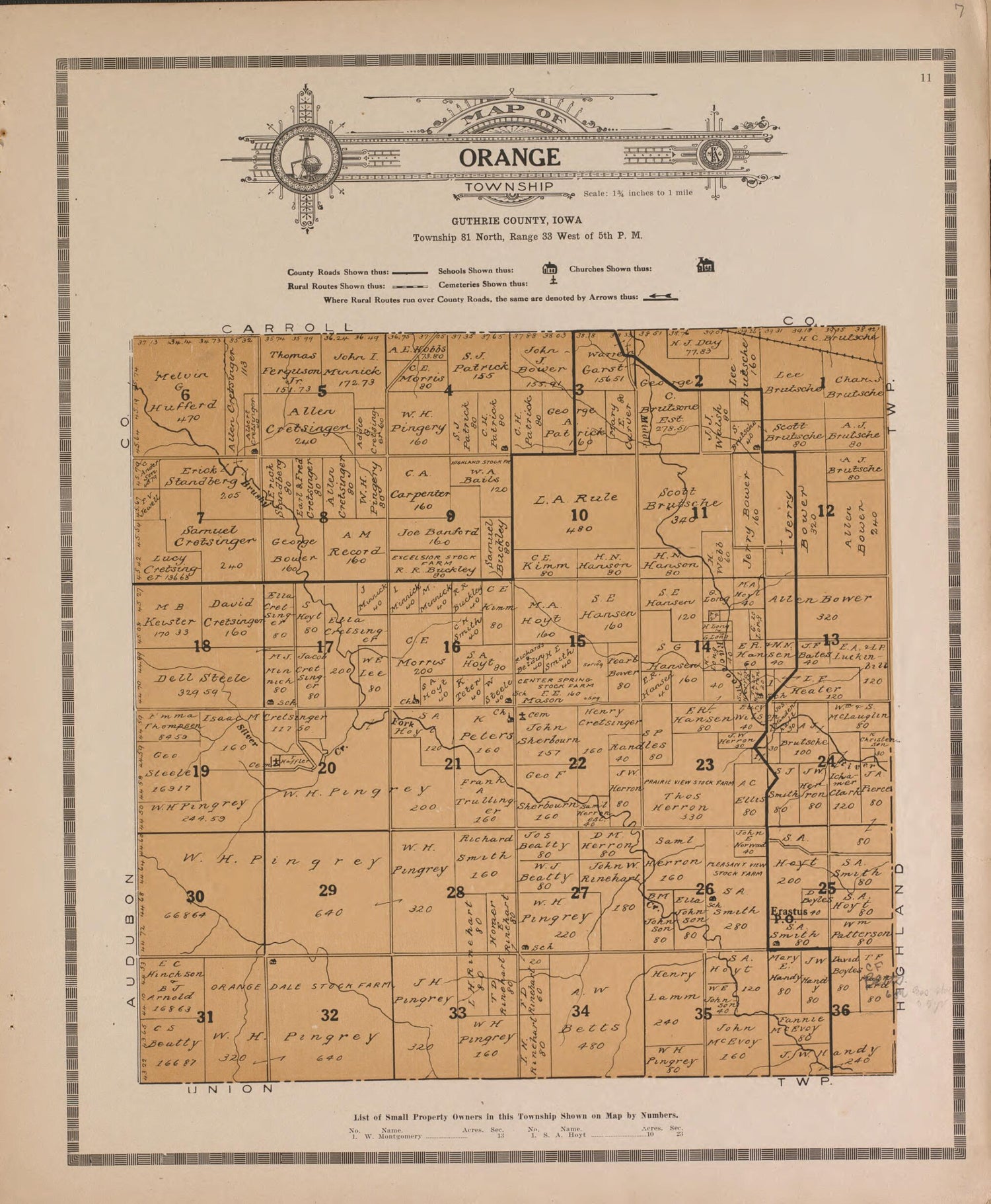 This old map of Orange from Standard Atlas of Guthrie County, Iowa from 1917 was Created by Kenyon Company (Des Moines, Iowa) in 1917