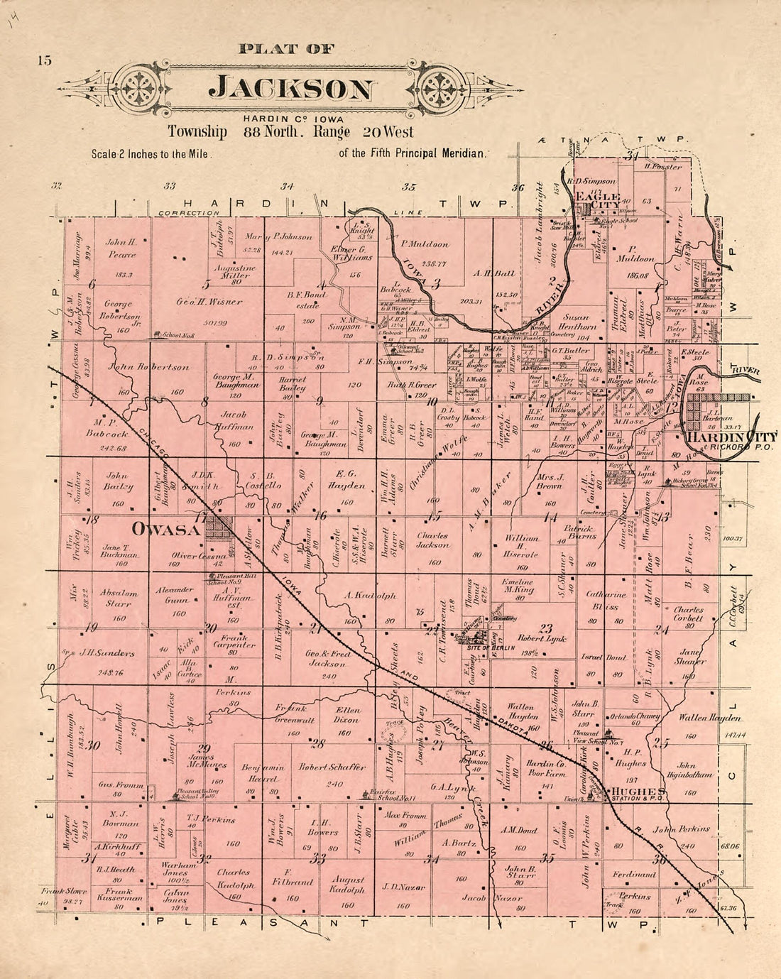 This old map of Plat of Jackson from Plat Book of Hardin County, Iowa from 1892 was created by  North West Publishing Co in 1892