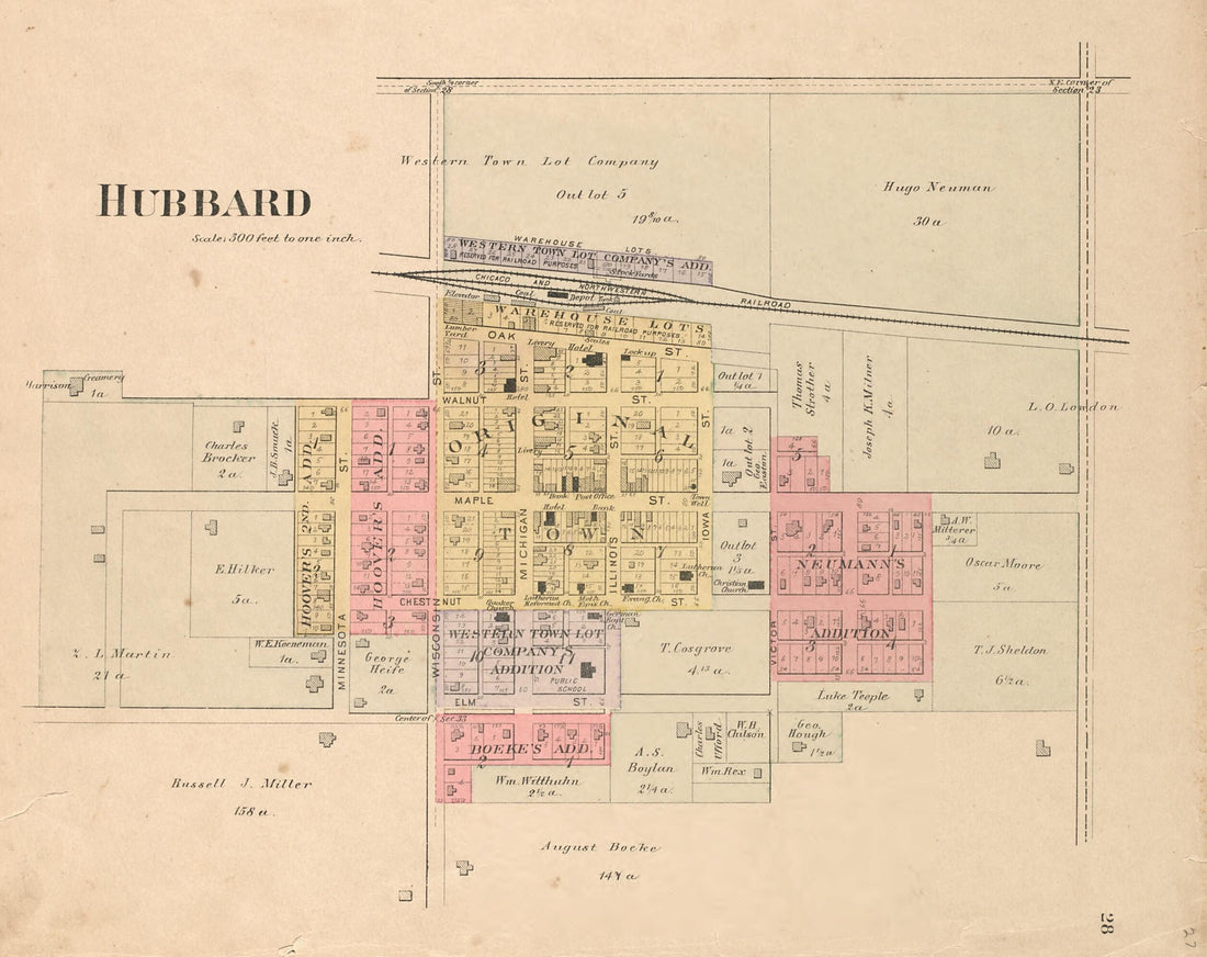 This old map of Hubbard from Plat Book of Hardin County, Iowa from 1892 was created by  North West Publishing Co in 1892