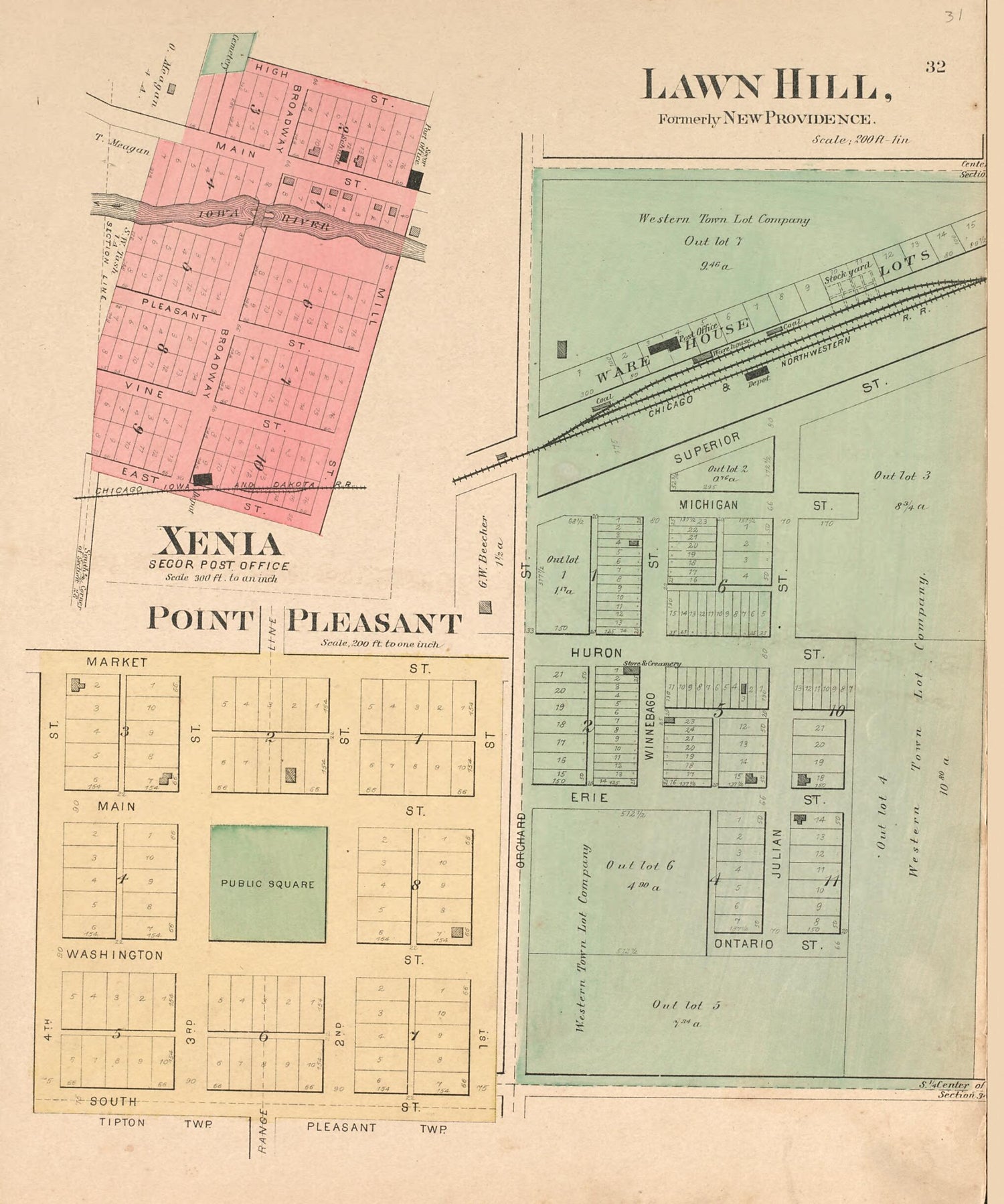 This old map of Lawn Hill; Xenia; Point Pleasant from Plat Book of Hardin County, Iowa from 1892 was created by  North West Publishing Co in 1892