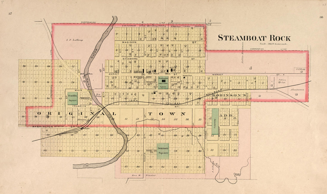 This old map of Steamboat Rock from Plat Book of Hardin County, Iowa from 1892 was created by  North West Publishing Co in 1892