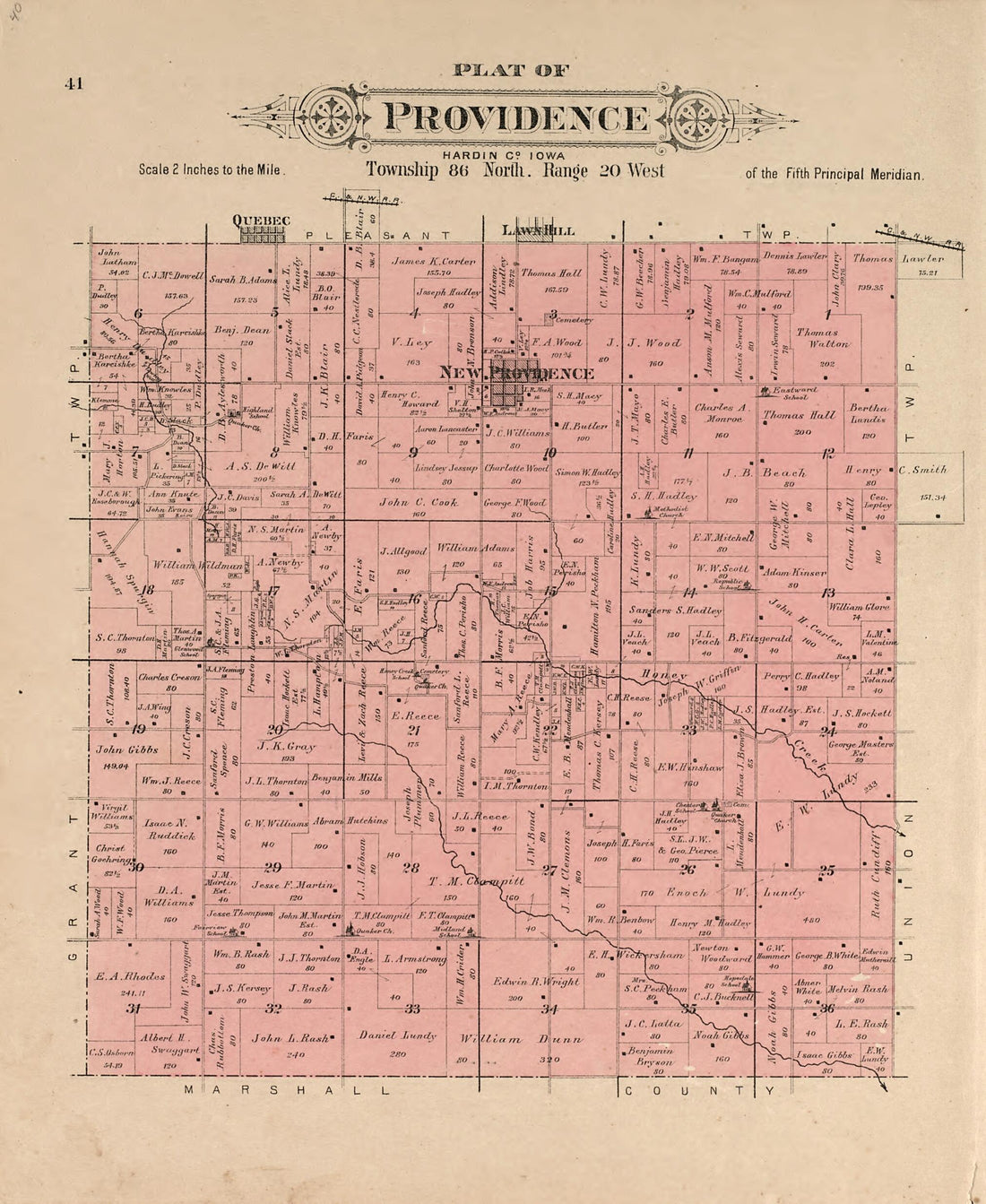 This old map of Plat of Providence from Plat Book of Hardin County, Iowa from 1892 was created by  North West Publishing Co in 1892