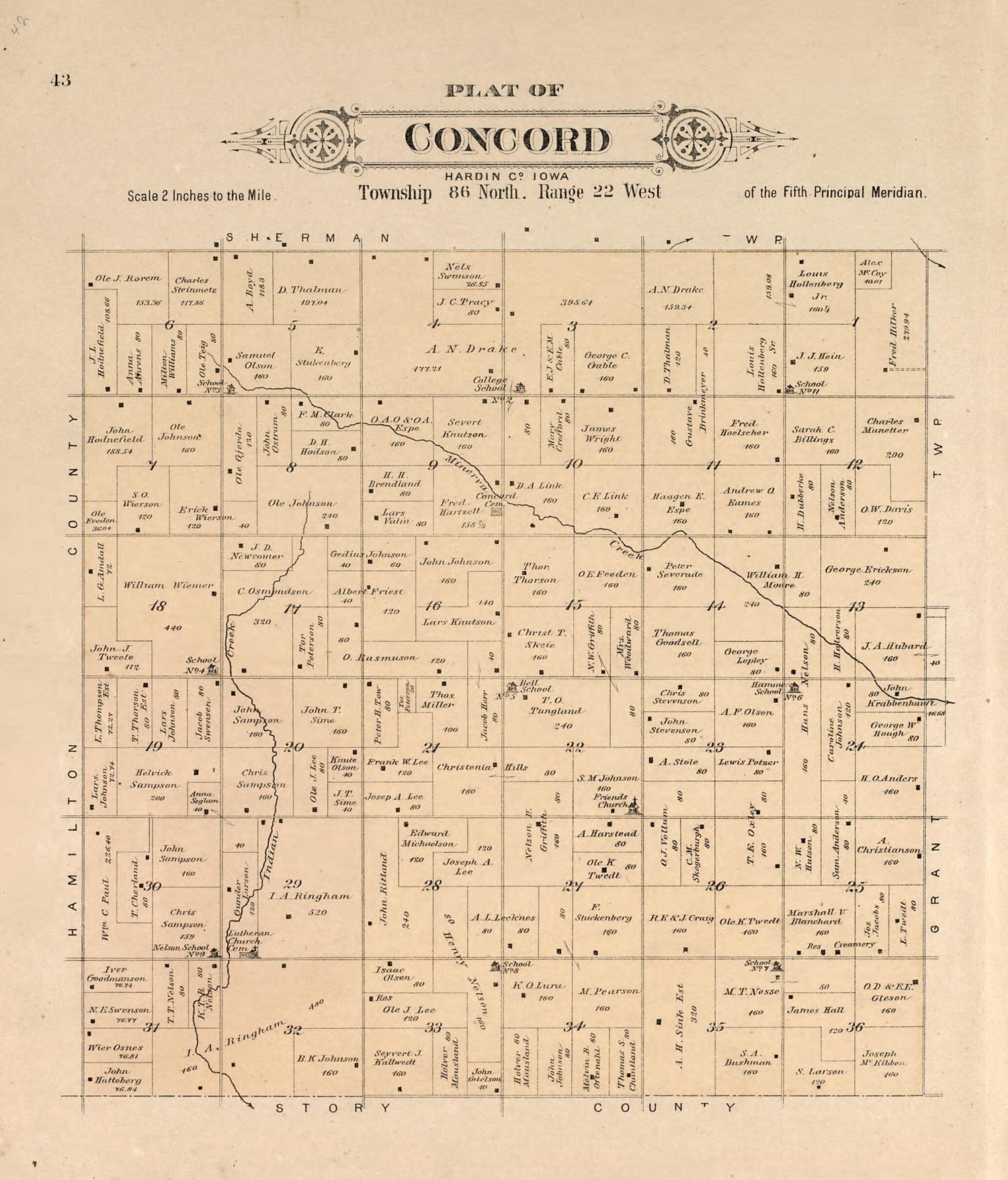 This old map of Plat of Concord from Plat Book of Hardin County, Iowa from 1892 was created by  North West Publishing Co in 1892