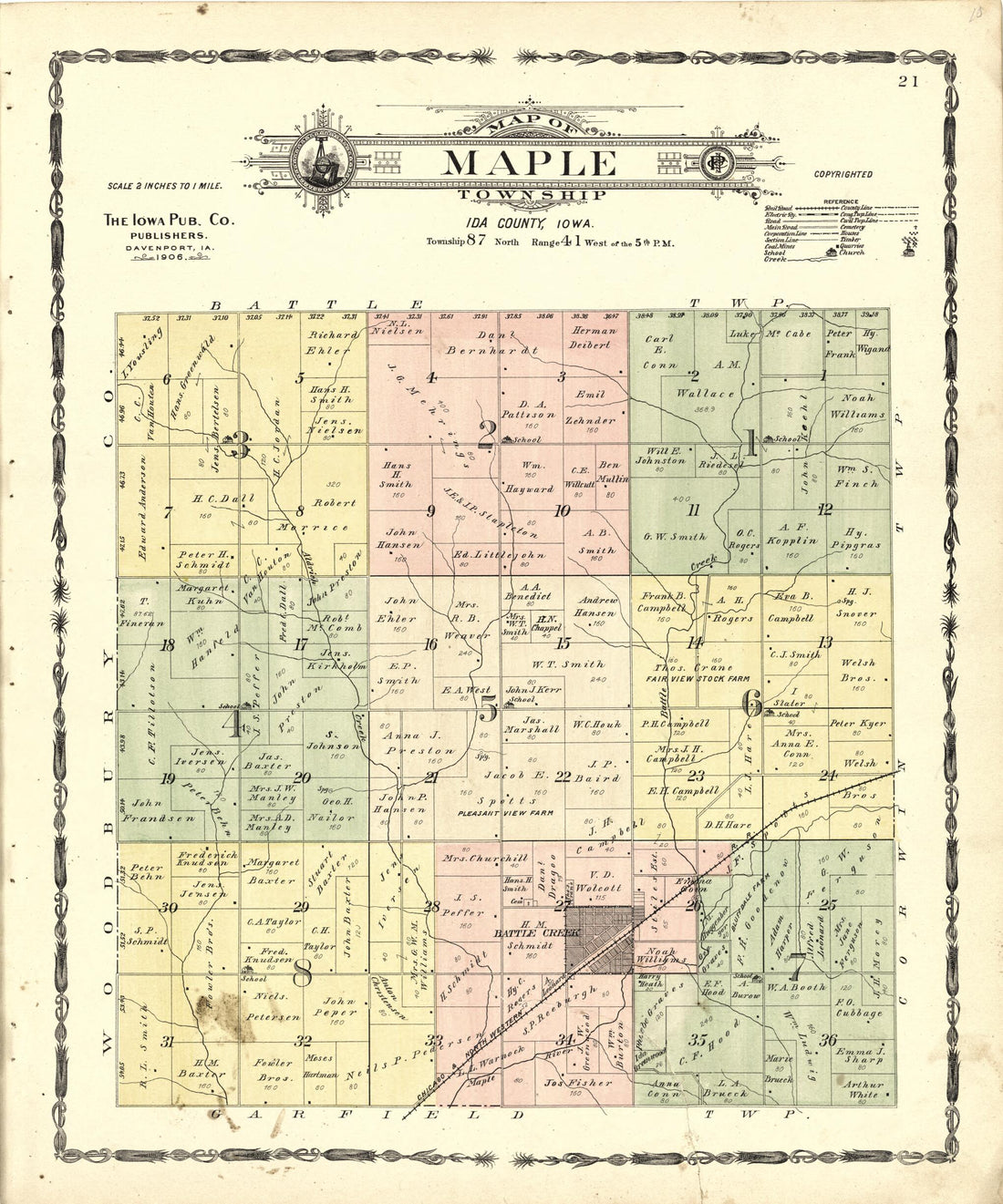 This old map of Map of Maple Township from Atlas of Ida County, Iowa from 1906 was created by  Iowa Publishing Co in 1906