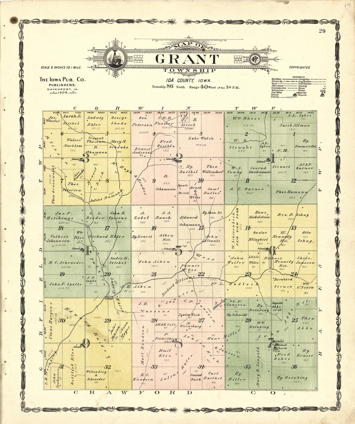 Map of Grant Township from Atlas of Ida County, Iowa 1906 by Relic Map Company
