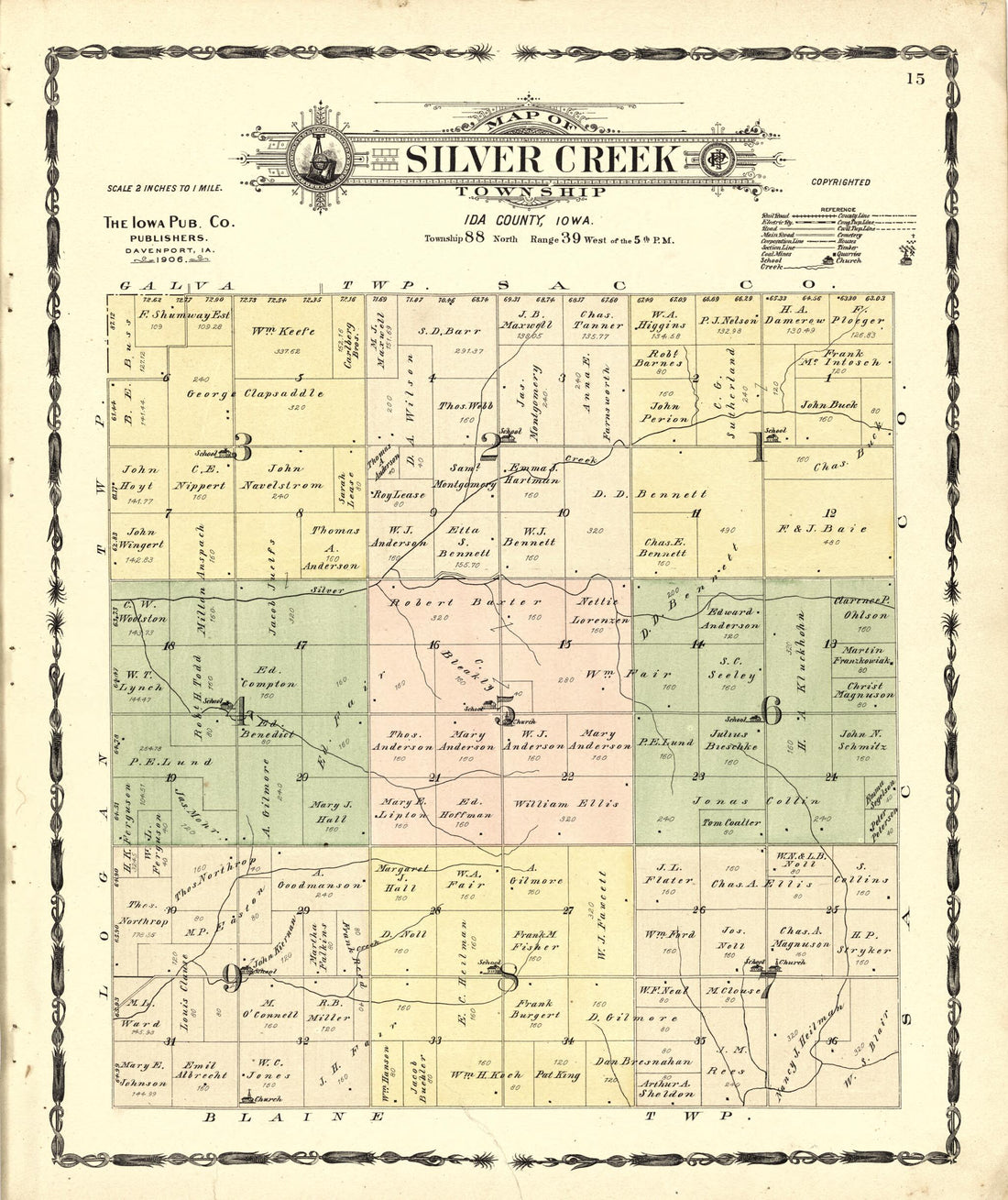 This old map of Map of Silver Creek Township from Atlas of Ida County, Iowa from 1906 was created by  Iowa Publishing Co in 1906