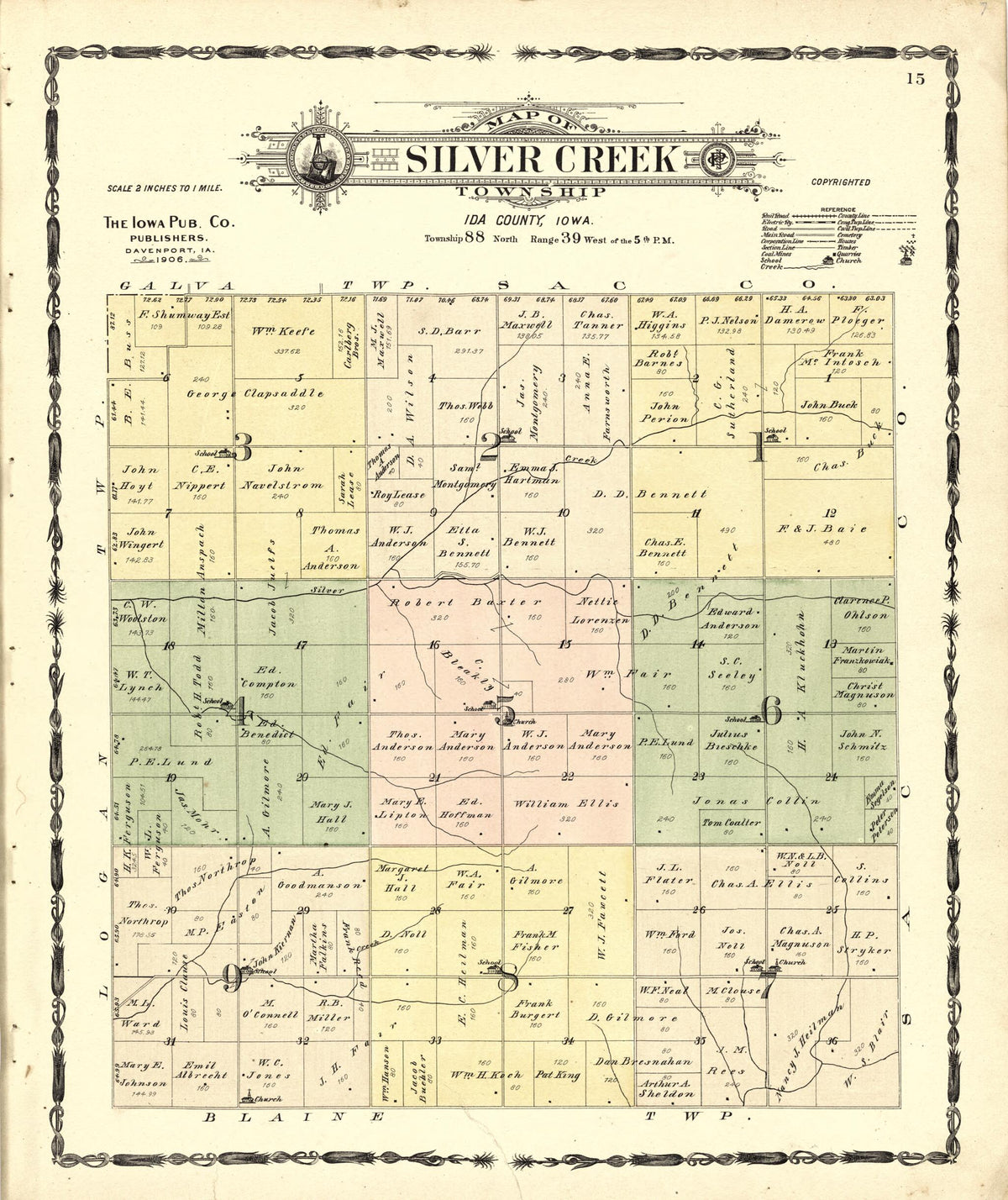 Map of Silver Creek Township from Atlas of Ida County, Iowa 1906 by Relic Map Company