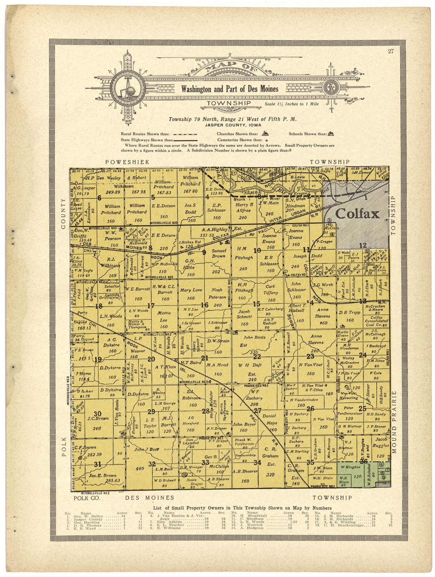 This old map of Map of Washington and Part of Des Moines from Standard Atlas and Directory of Jasper County, Iowa from 1914 was created by Iowa) Kenyon Company (Des Moines in 1914