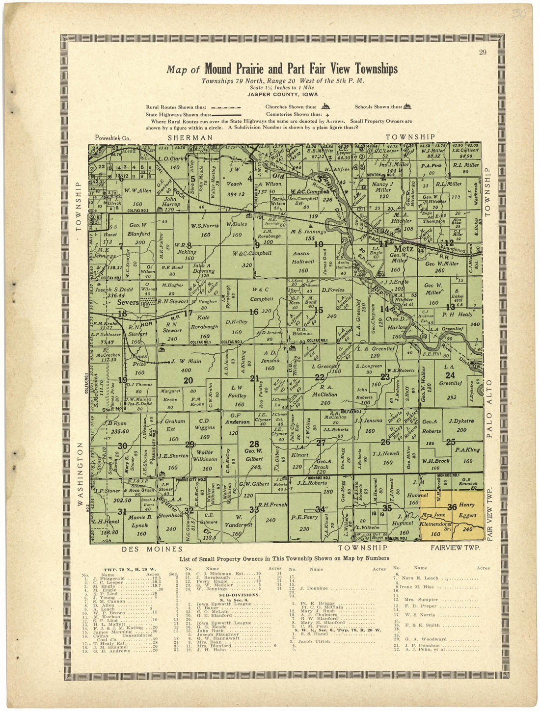 This old map of Map of Mound Prairie and Part Fair View Townships from Standard Atlas and Directory of Jasper County, Iowa from 1914 was created by Iowa) Kenyon Company (Des Moines in 1914