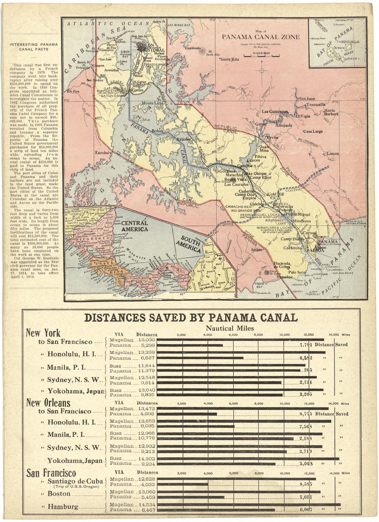 This old map of Map of Panama Canal Zone from Standard Atlas and Directory of Jasper County, Iowa from 1914 was created by Iowa) Kenyon Company (Des Moines in 1914