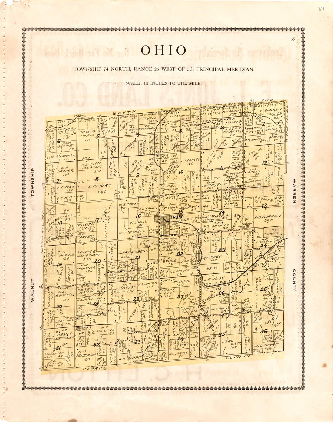 This old map of Ohio from Madison County Atlas from 1912 was created by Iowa) Midland Map Company (Knoxville in 1912