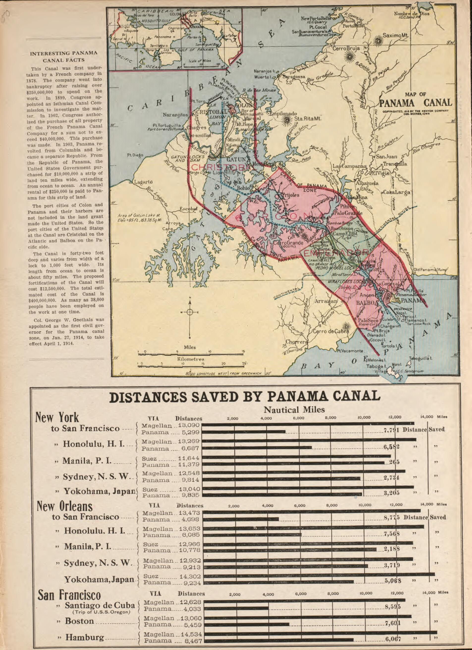 This old map of Panama Canal from Standard Atlas and Directory of Poweshiek County, Iowa from 1914 was created by Iowa) Kenyon Company (Des Moines in 1914