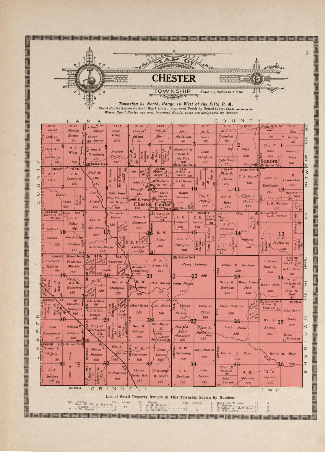 This old map of Chester Township from Standard Atlas and Directory of Poweshiek County, Iowa from 1914 was created by Iowa) Kenyon Company (Des Moines in 1914