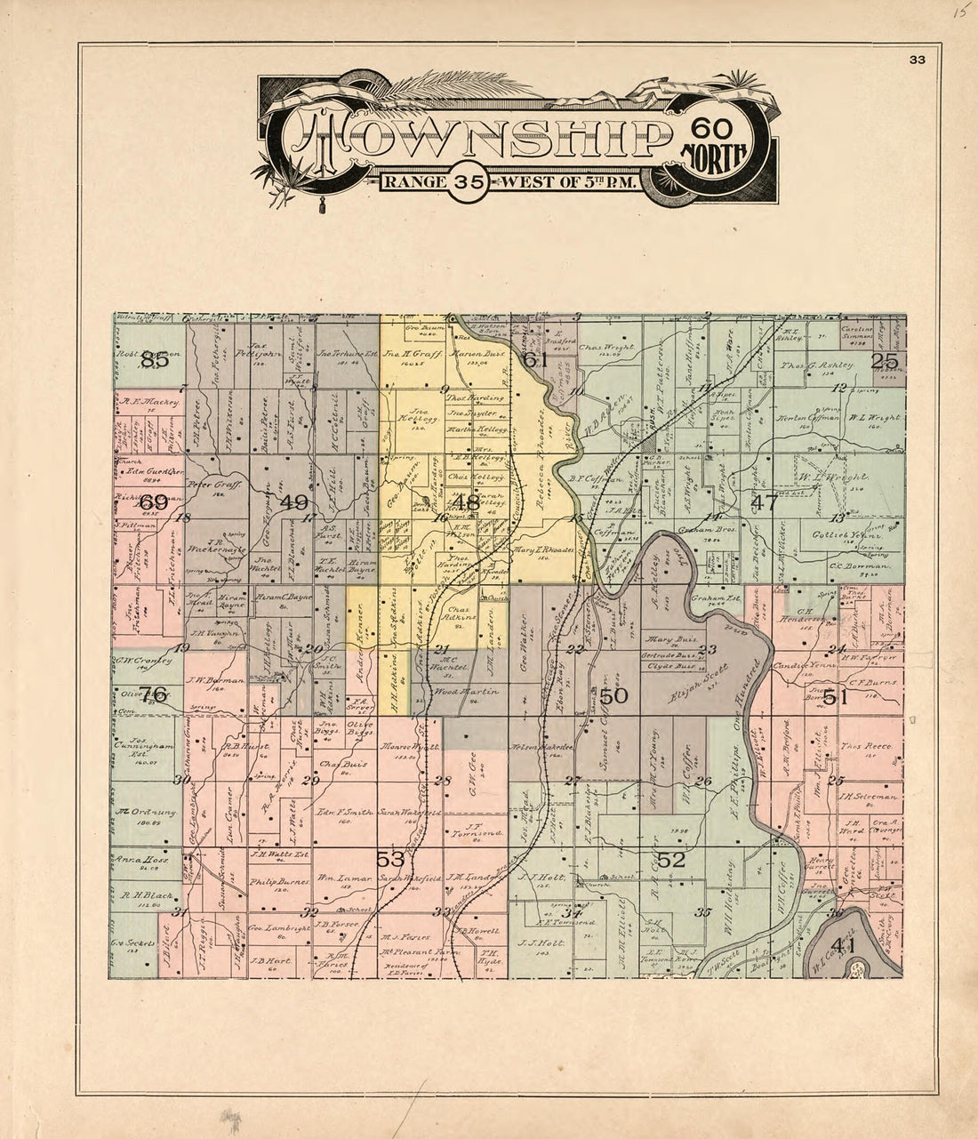 This old map of Township 60 North Range 35 West of 5th P.M. from Atlas of Andrew County, Missouri from 1898 was created by Pa.) Acme Publishing Co. (Philadelphia in 1898