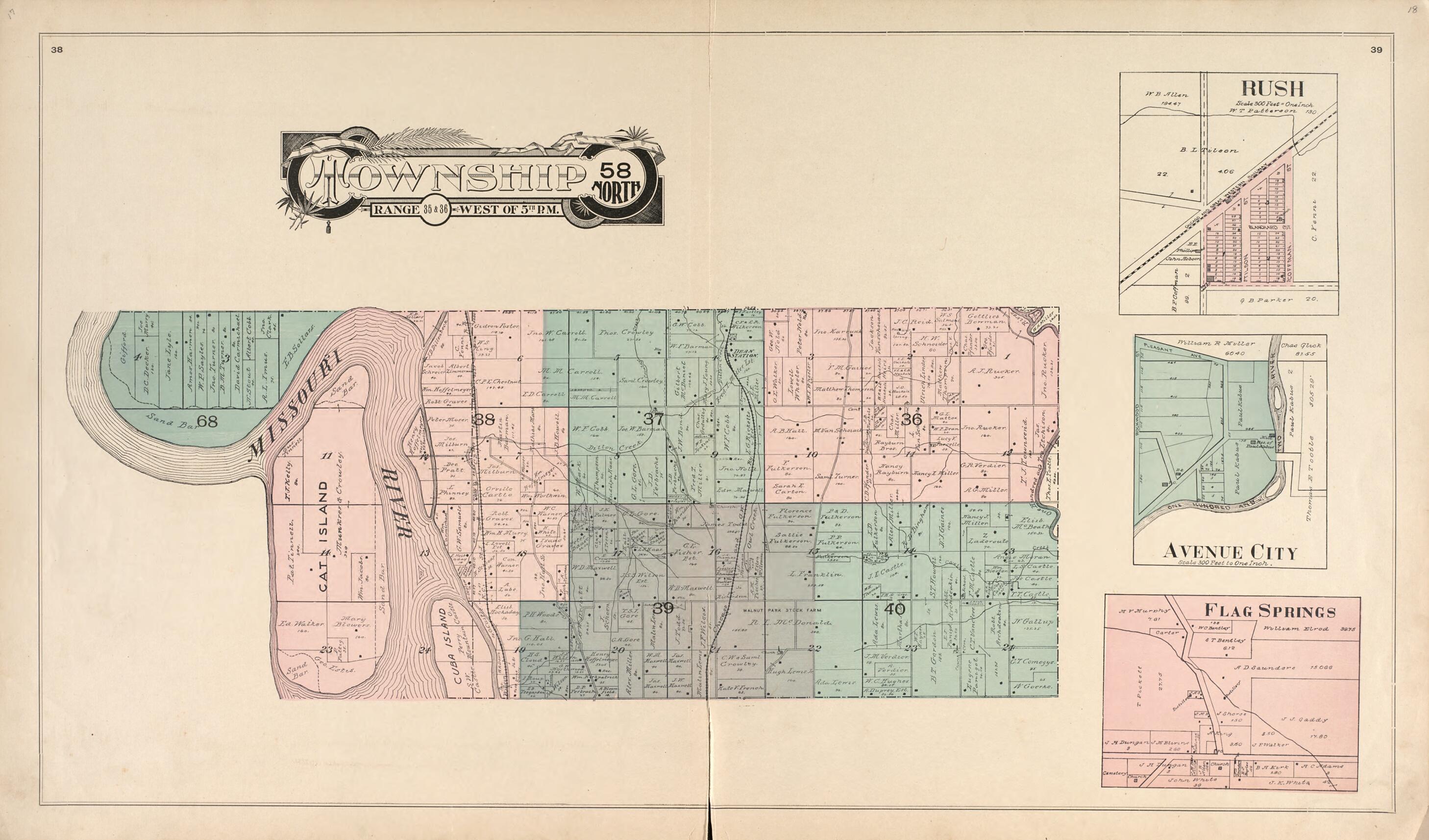 This old map of Township 58 North Range 35 &amp; 36 West of 5th P.M. from Atlas of Andrew County, Missouri from 1898 was created by Pa.) Acme Publishing Co. (Philadelphia in 1898