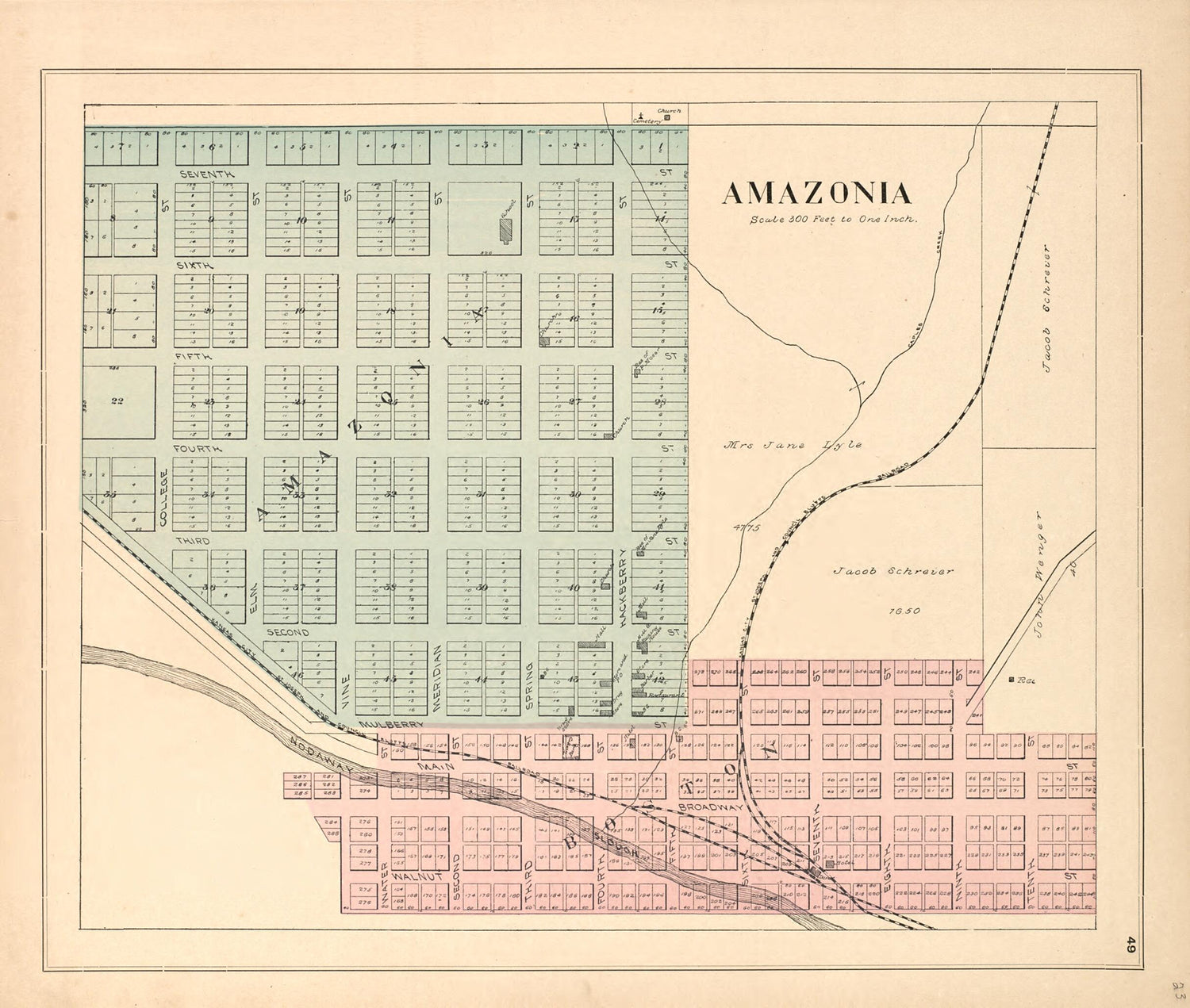 This old map of Amazonia from Atlas of Andrew County, Missouri from 1898 was created by Pa.) Acme Publishing Co. (Philadelphia in 1898