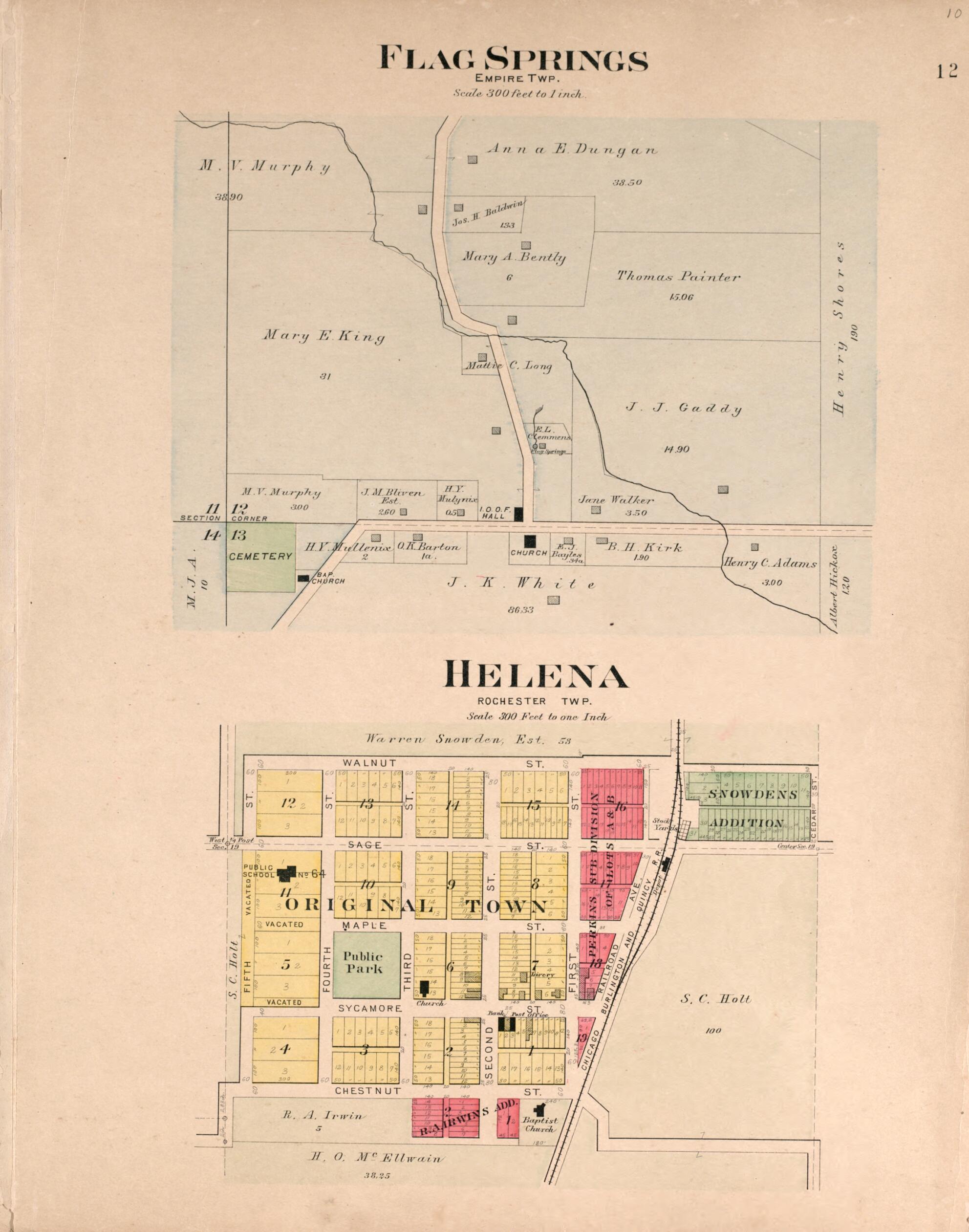 This old map of Flag Springs and Helena from Plat Book of Andrew County, Missouri from 1909 was created by Albert Volk in 1909