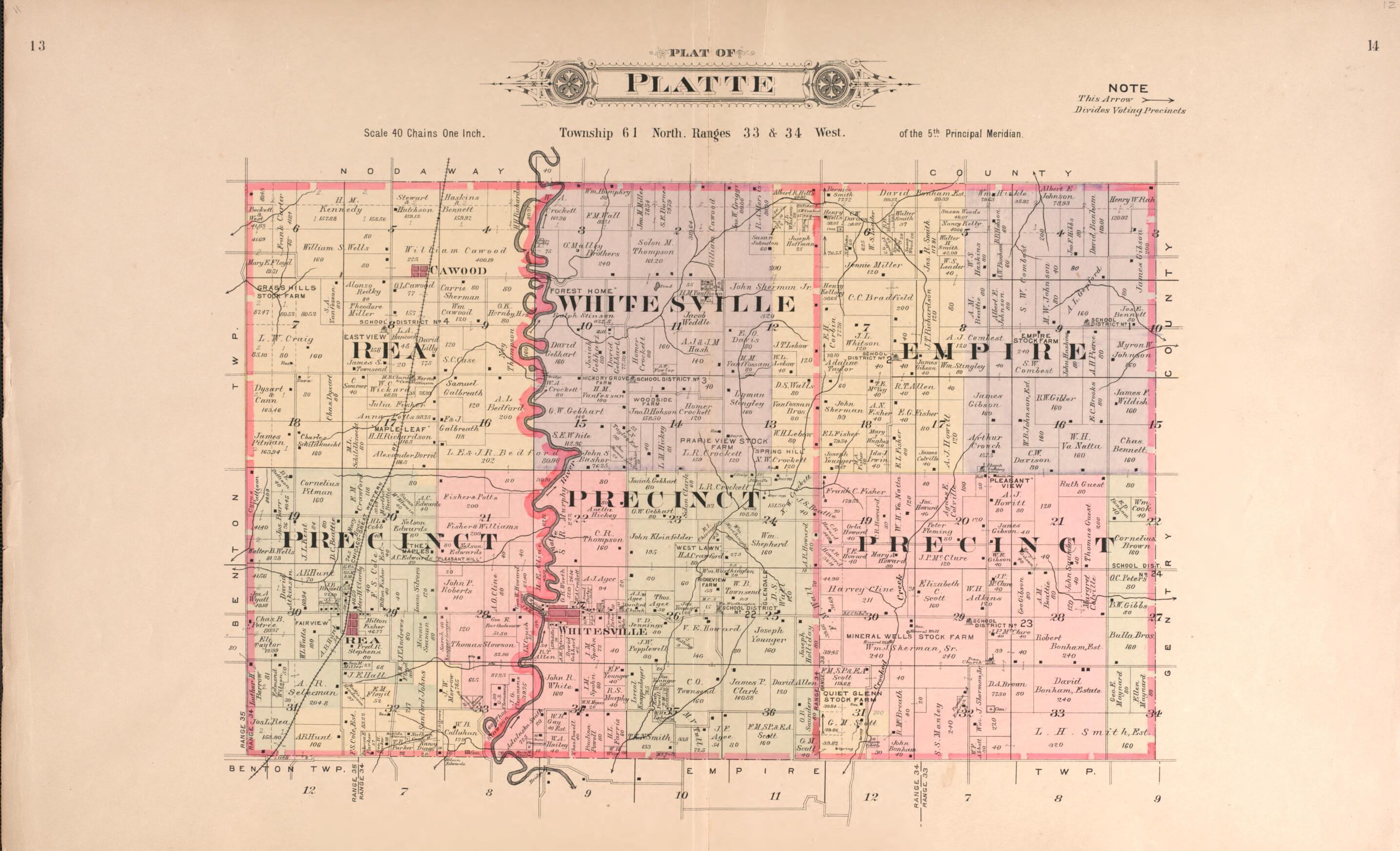 This old map of Platte from Plat Book of Andrew County, Missouri from 1909 was created by Albert Volk in 1909