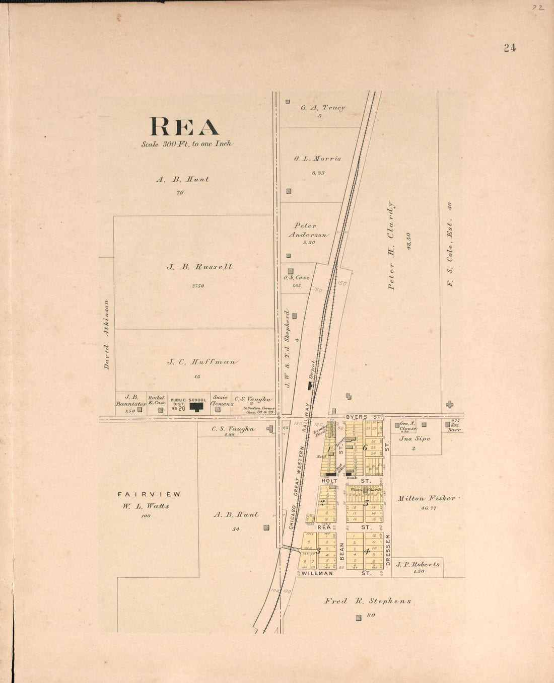 This old map of Rea from Plat Book of Andrew County, Missouri from 1909 was created by Albert Volk in 1909