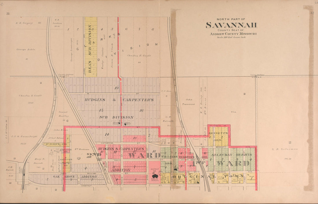 This old map of Savannah-- North Part from Plat Book of Andrew County, Missouri from 1909 was created by Albert Volk in 1909