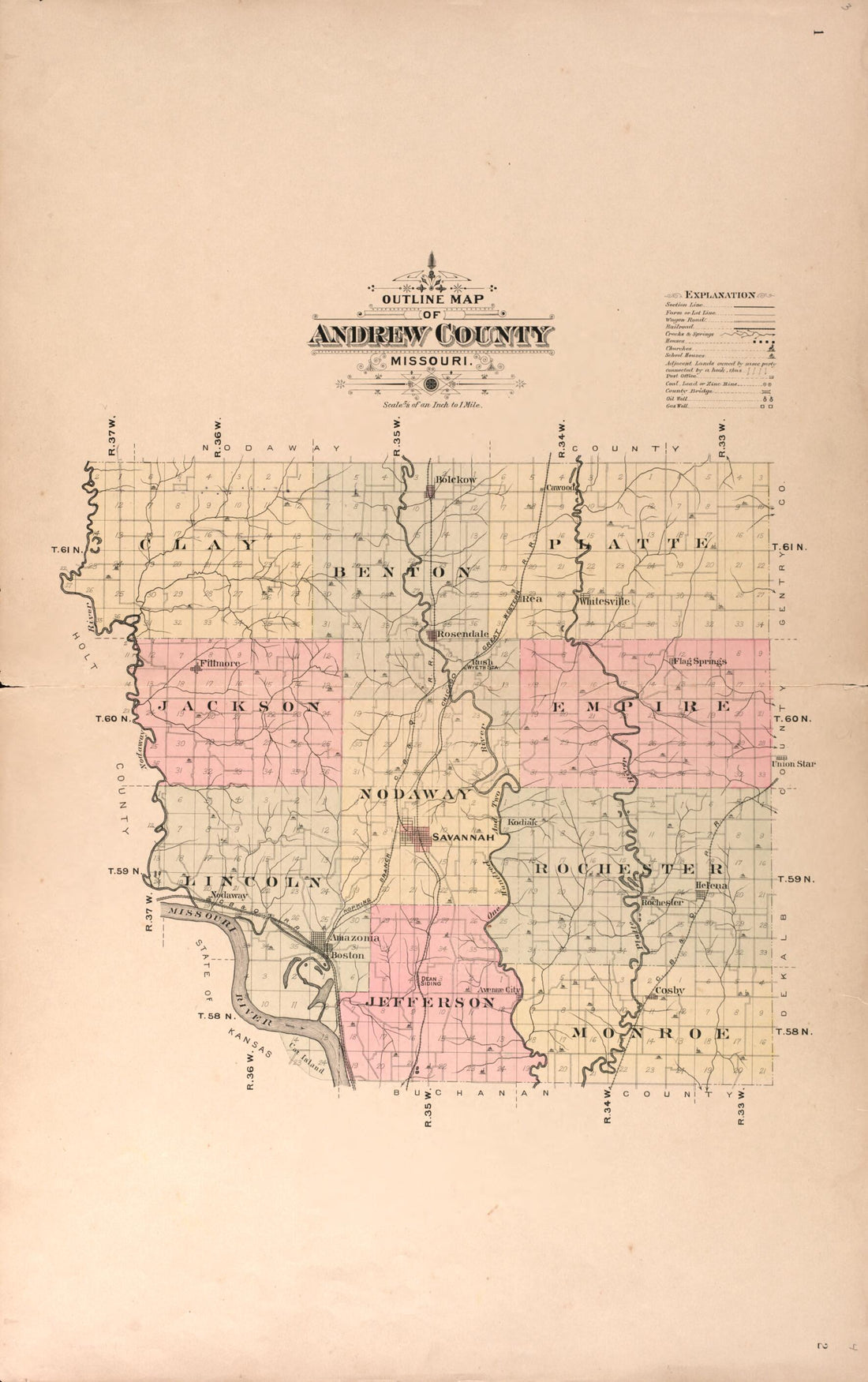 This old map of Outline Map of Andrew County from Plat Book of Andrew County, Missouri from 1909 was created by Albert Volk in 1909