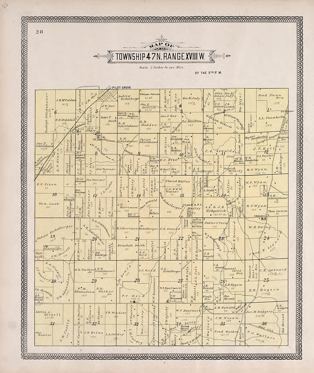 This old map of Township 47N. Range XVIIIW. from Illustrated Historical Atlas of Cooper County, Missouri from 1897 was created by S. Wangersheim in 1897