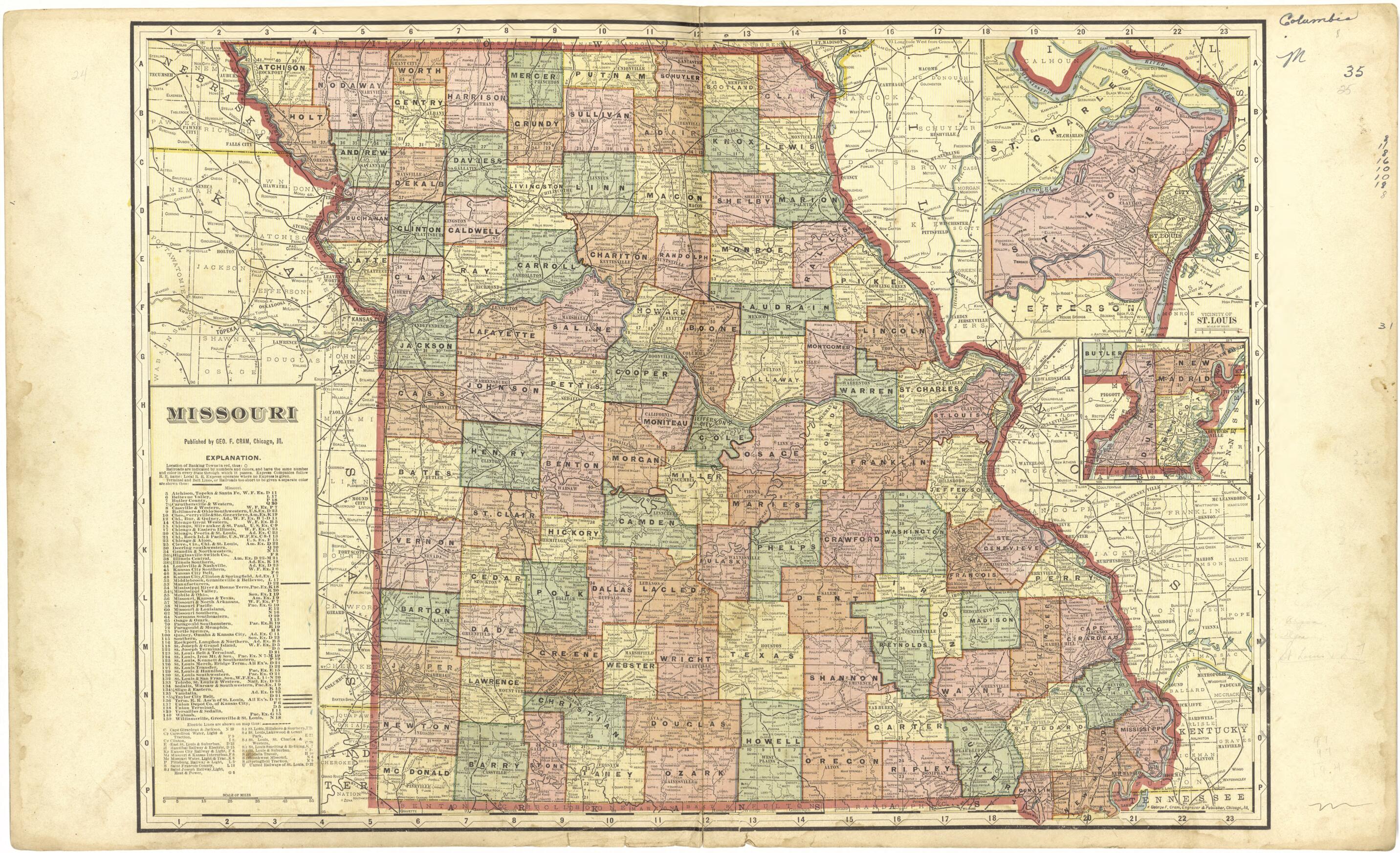 This old map of Missouri from Standard Atlas of Cedar County, Missouri from 1908 was created by  Geo. A. Ogle &amp; Co in 1908