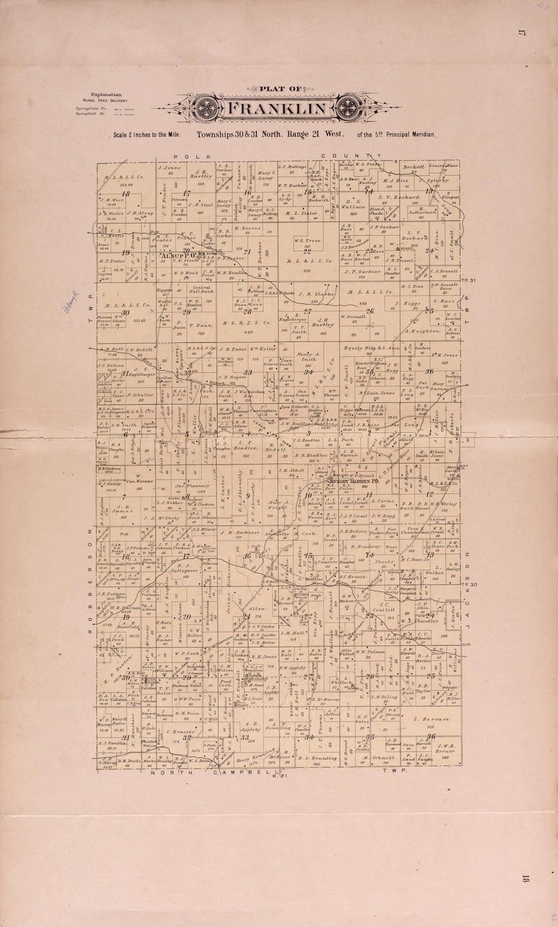 This old map of Franklin from Plat Book of Greene County, Missouri from 1904 was created by  Missouri Publishing Co in 1904