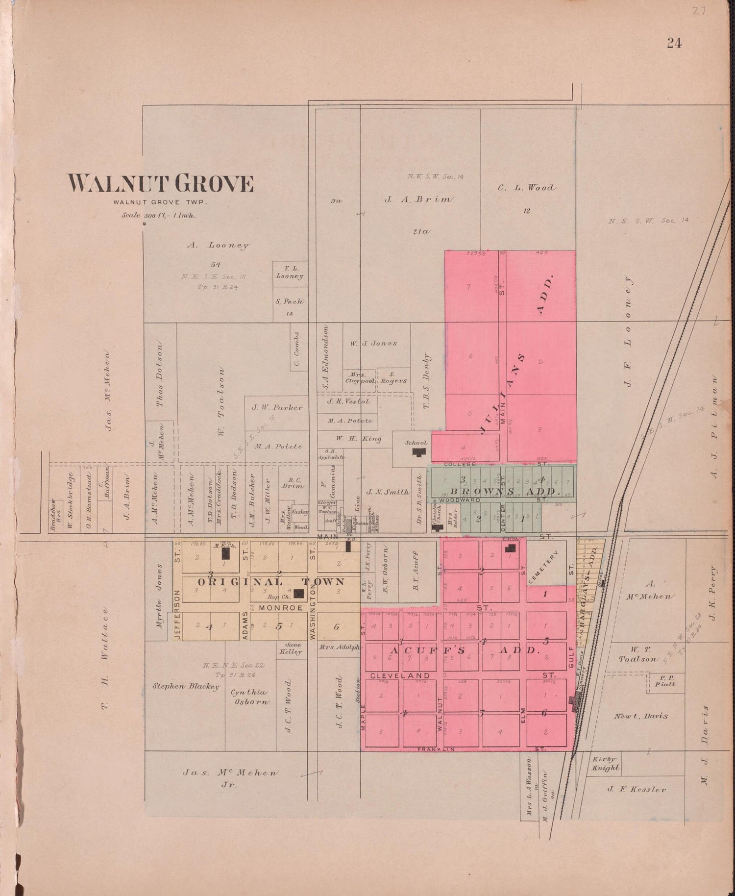 This old map of Walnut Grove from Plat Book of Greene County, Missouri from 1904 was created by  Missouri Publishing Co in 1904