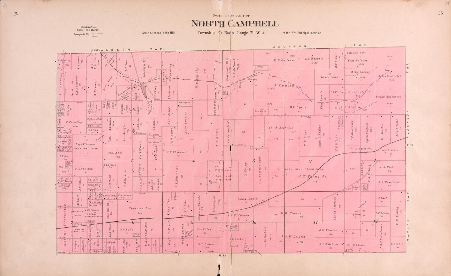 This old map of North Campbell from Plat Book of Greene County, Missouri from 1904 was created by  Missouri Publishing Co in 1904