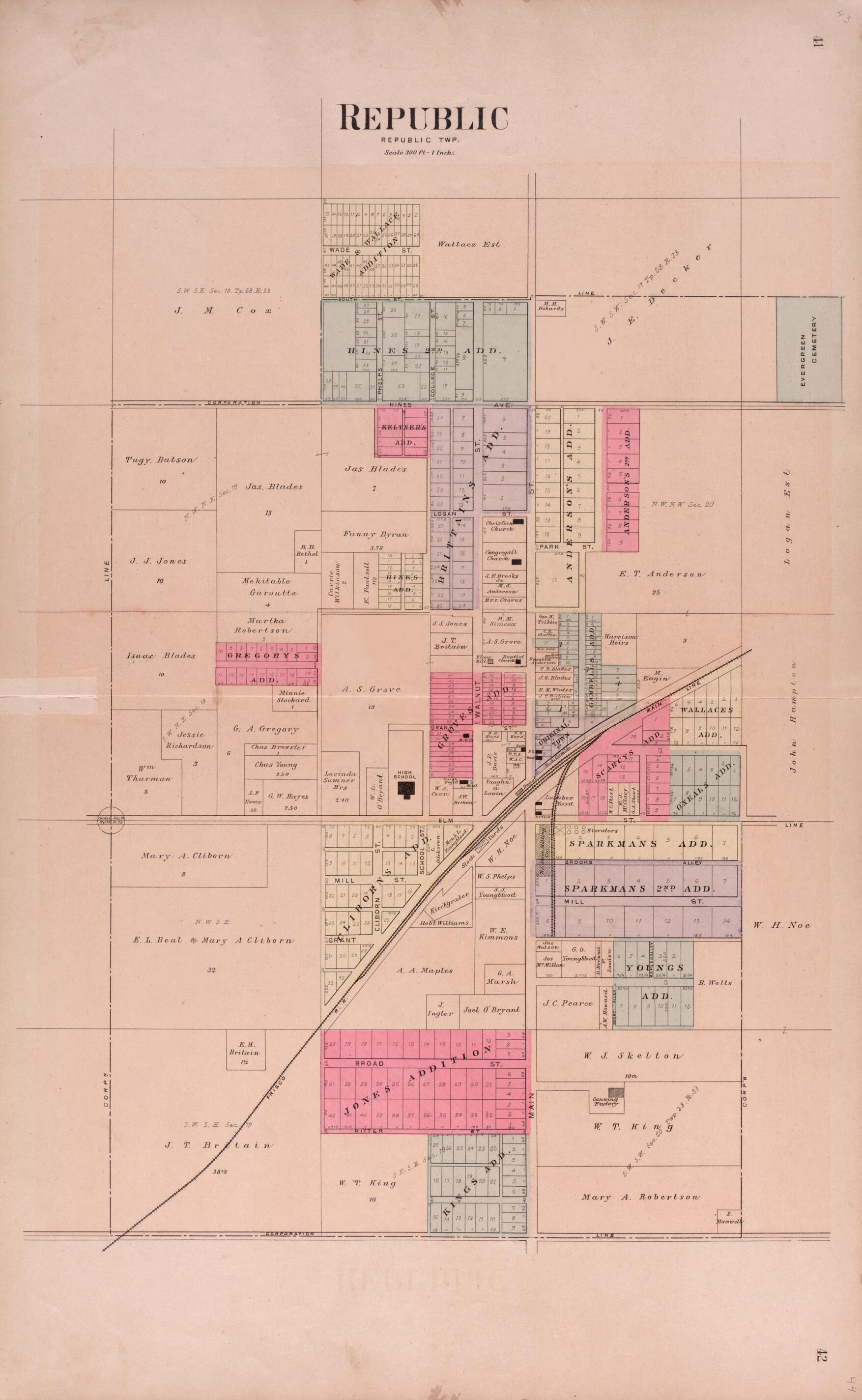 This old map of Republic from Plat Book of Greene County, Missouri from 1904 was created by  Missouri Publishing Co in 1904