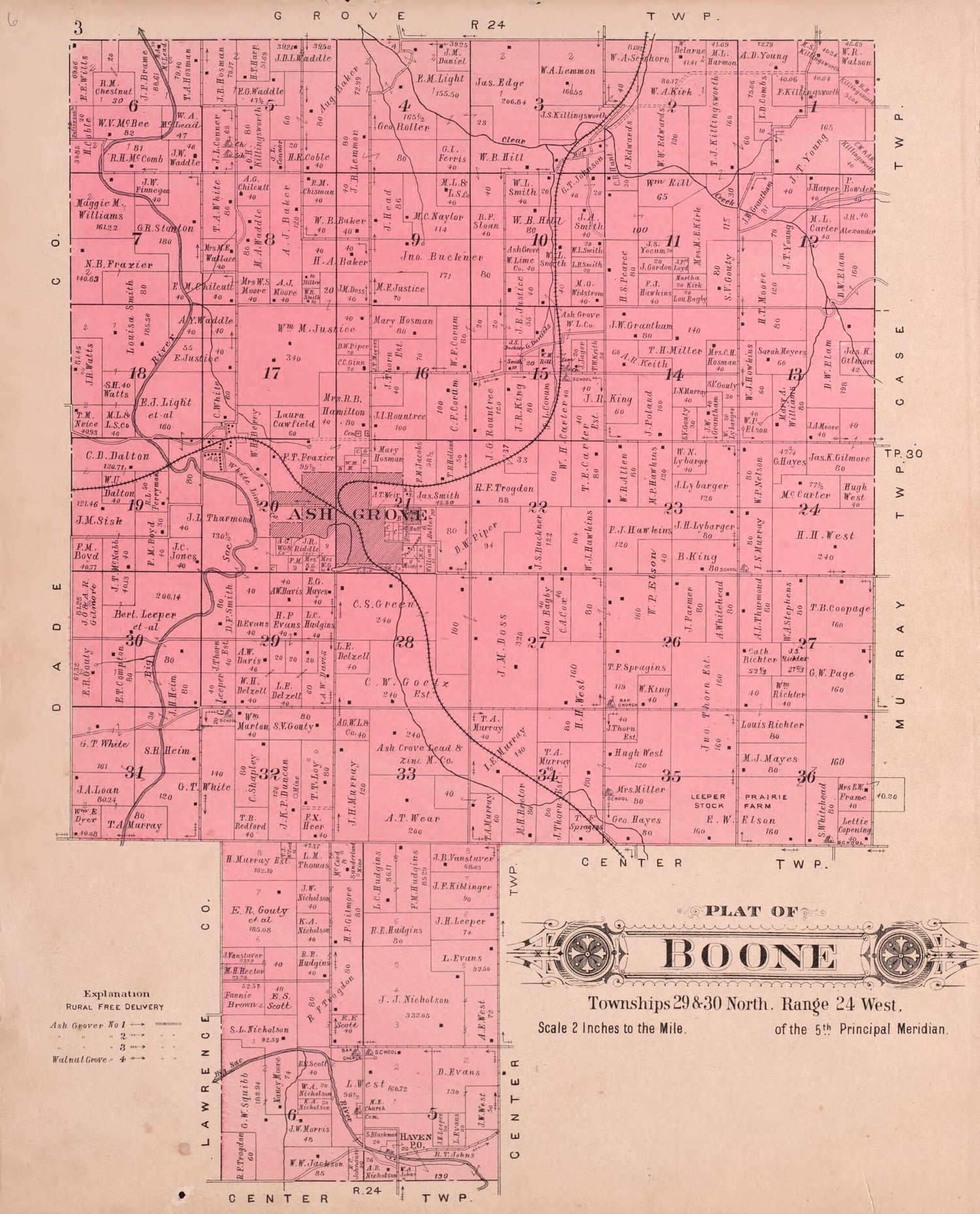 This old map of Boone from Plat Book of Greene County, Missouri from 1904 was created by  Missouri Publishing Co in 1904