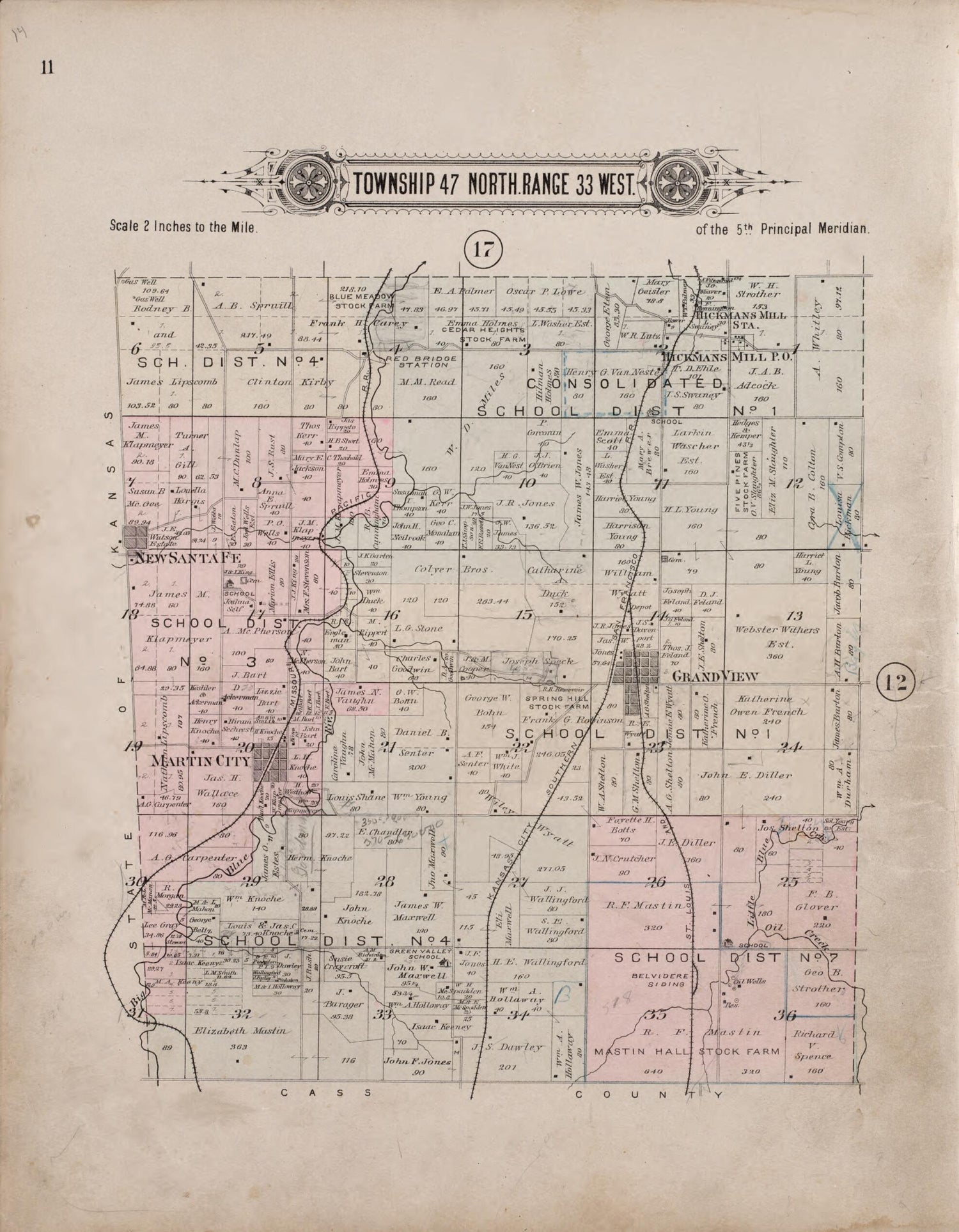 This old map of Township 47 North Range 33 West from Plat Book of Jackson County, Missouri from 1904 was created by  North West Publishing Co in 1904