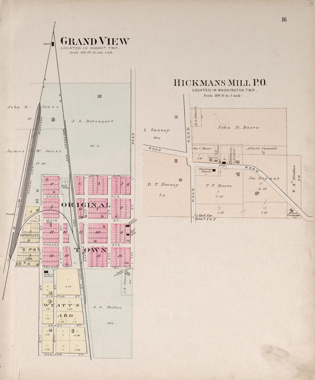 This old map of Grand View &amp; Hickmans Mill P.O. from Plat Book of Jackson County, Missouri from 1904 was created by  North West Publishing Co in 1904