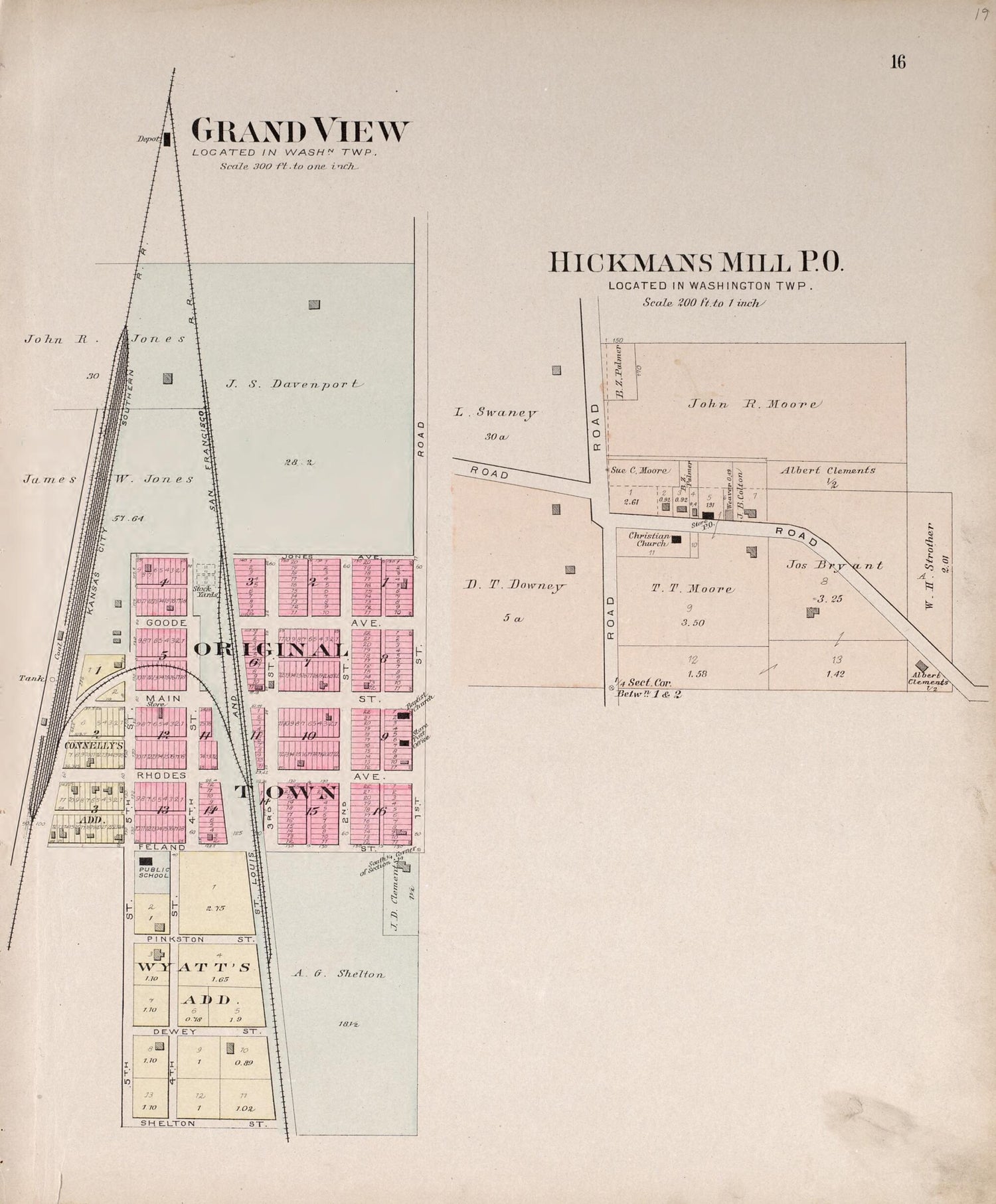 This old map of Grand View &amp; Hickmans Mill P.O. from Plat Book of Jackson County, Missouri from 1904 was created by  North West Publishing Co in 1904