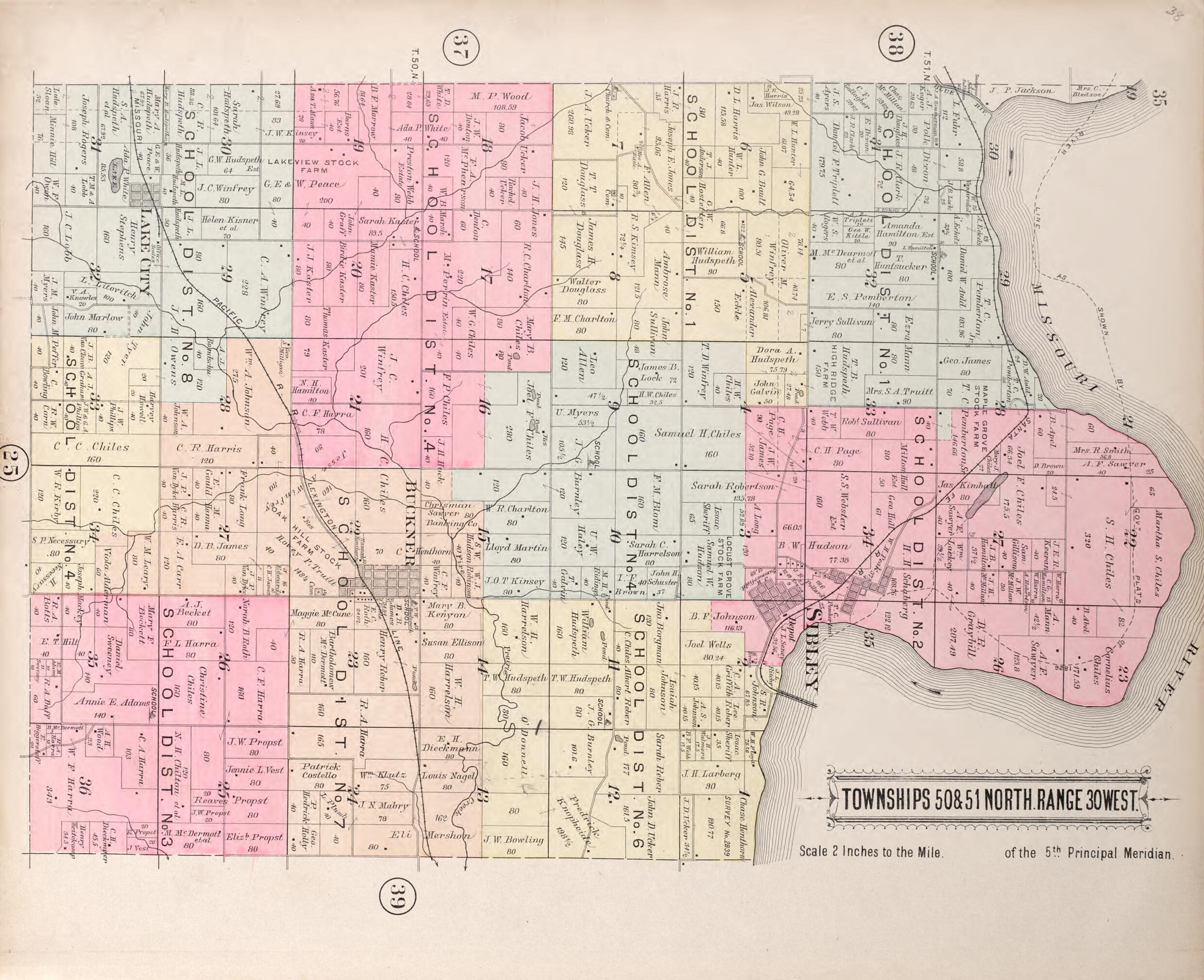 This old map of Twps 50 &amp; 51 North Range 30 West from Plat Book of Jackson County, Missouri from 1904 was created by  North West Publishing Co in 1904