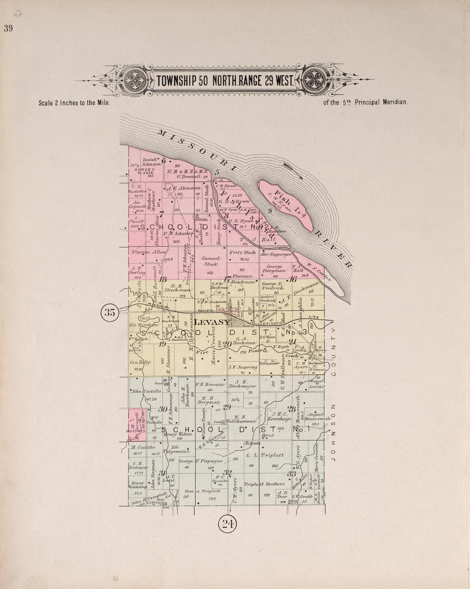 This old map of Township 50 North Range 29 West from Plat Book of Jackson County, Missouri from 1904 was created by  North West Publishing Co in 1904