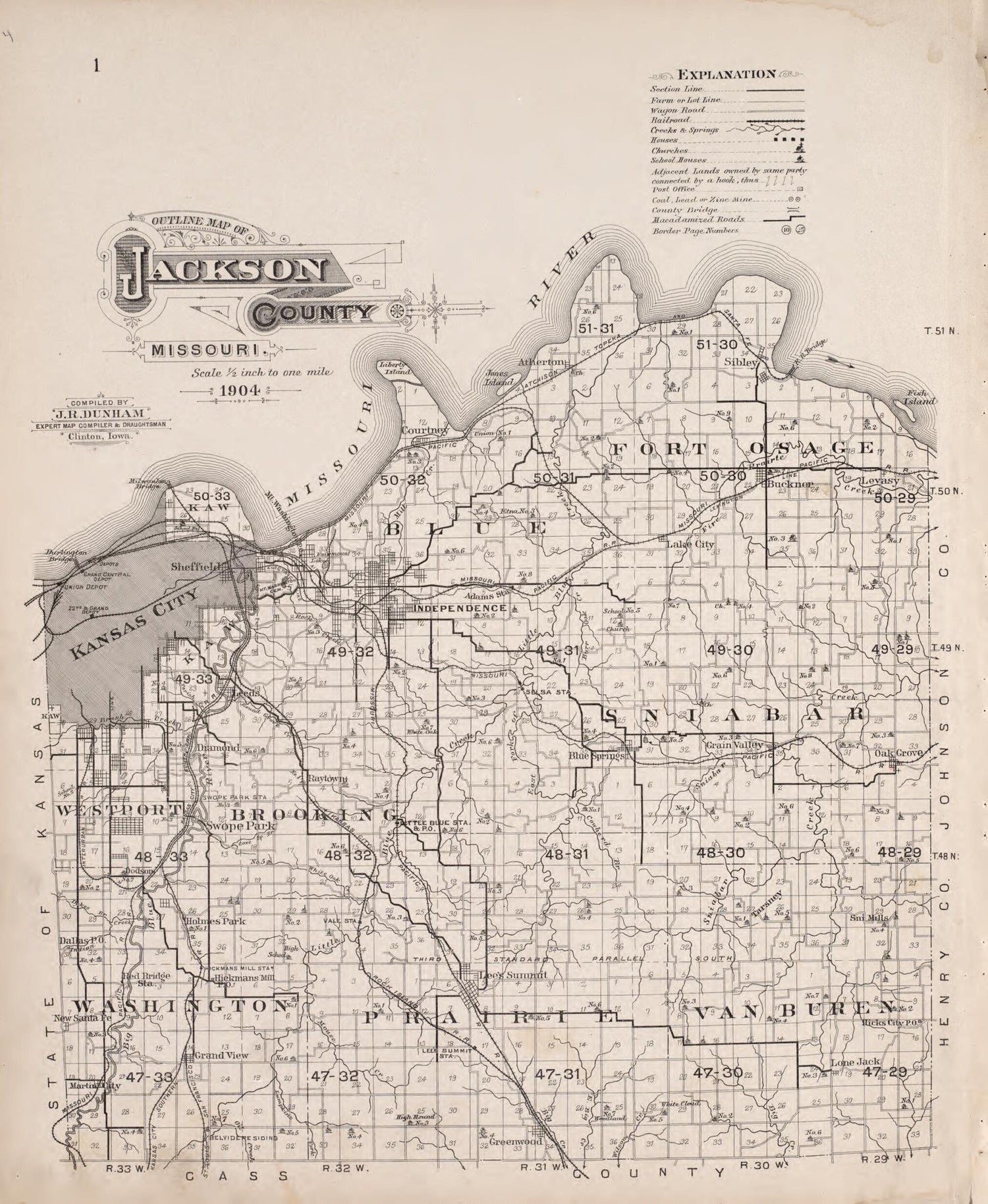 This old map of Outline Map of Jackson County from Plat Book of Jackson County, Missouri from 1904 was created by  North West Publishing Co in 1904