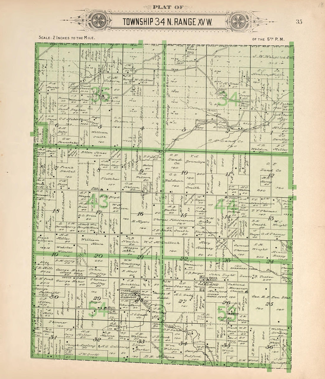 This old map of Township 34 N Range XV W from Plat Book of La Clede County, Missouri from 1912 was created by Ill.) Western Publishing Company (Chicago in 1912