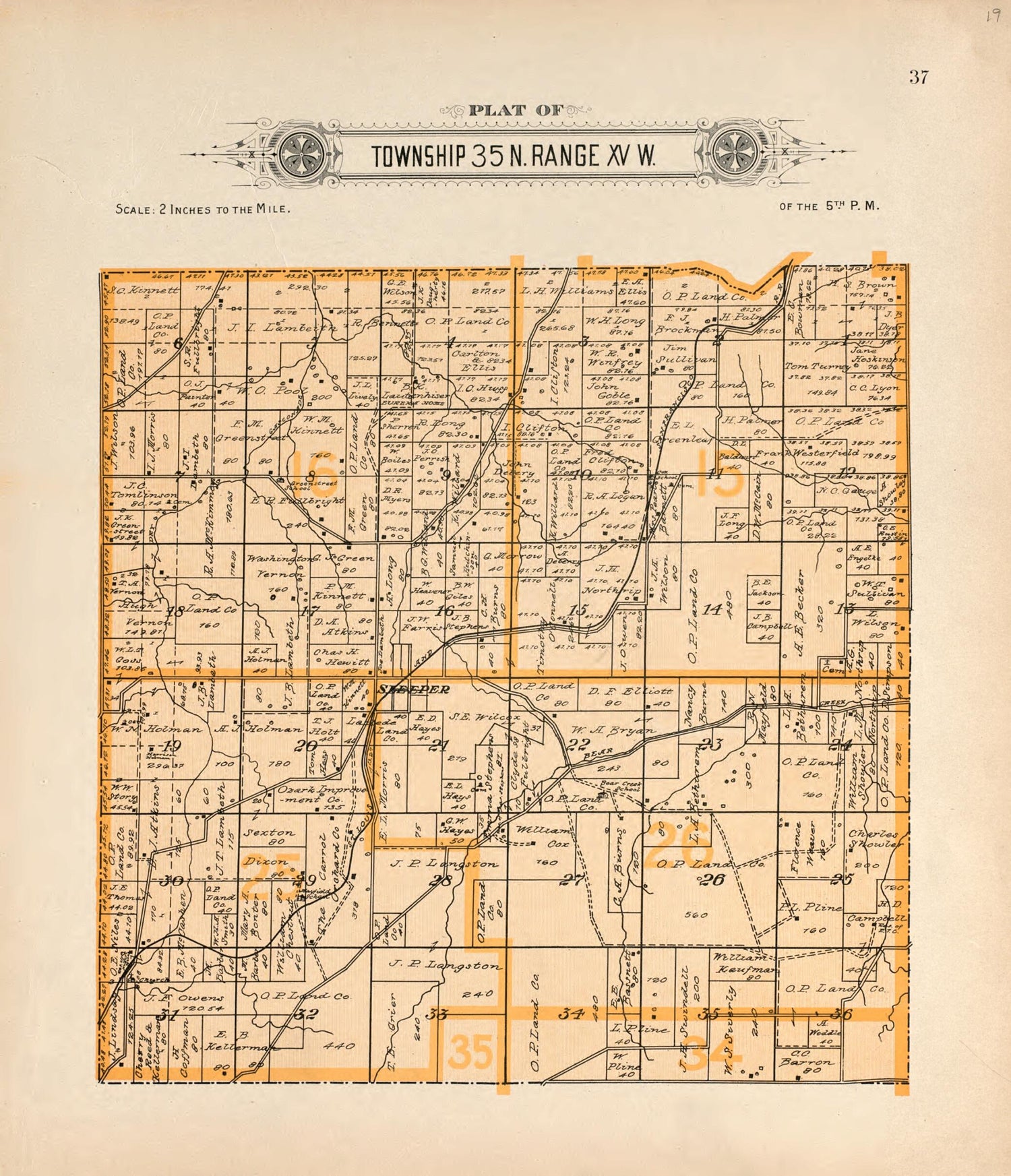 This old map of Township 35 N Range XV W from Plat Book of La Clede County, Missouri from 1912 was created by Ill.) Western Publishing Company (Chicago in 1912