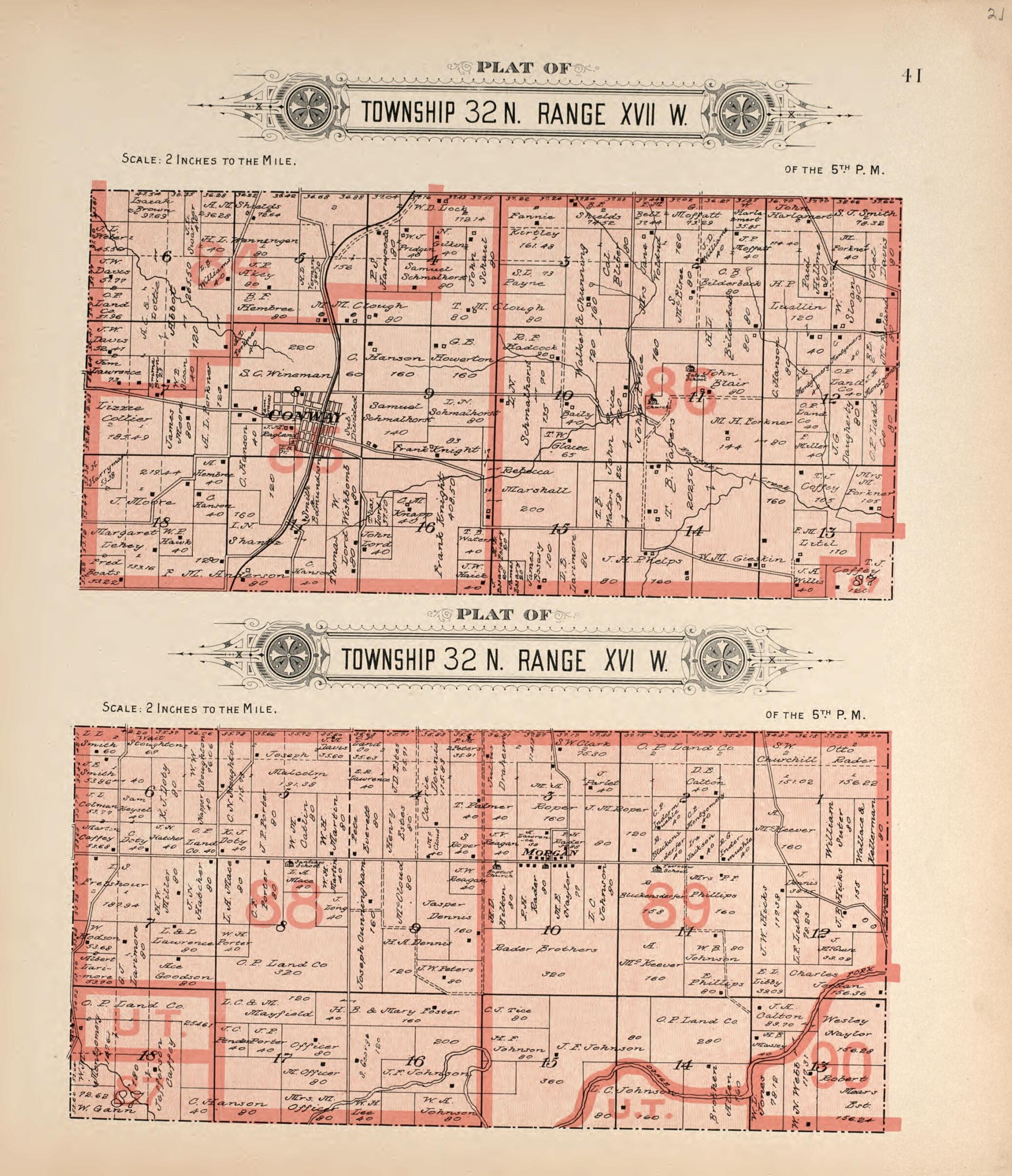 This old map of Township 32 N Range XVII W &amp; Township 32 N Range XVI W from Plat Book of La Clede County, Missouri from 1912 was created by Ill.) Western Publishing Company (Chicago in 1912